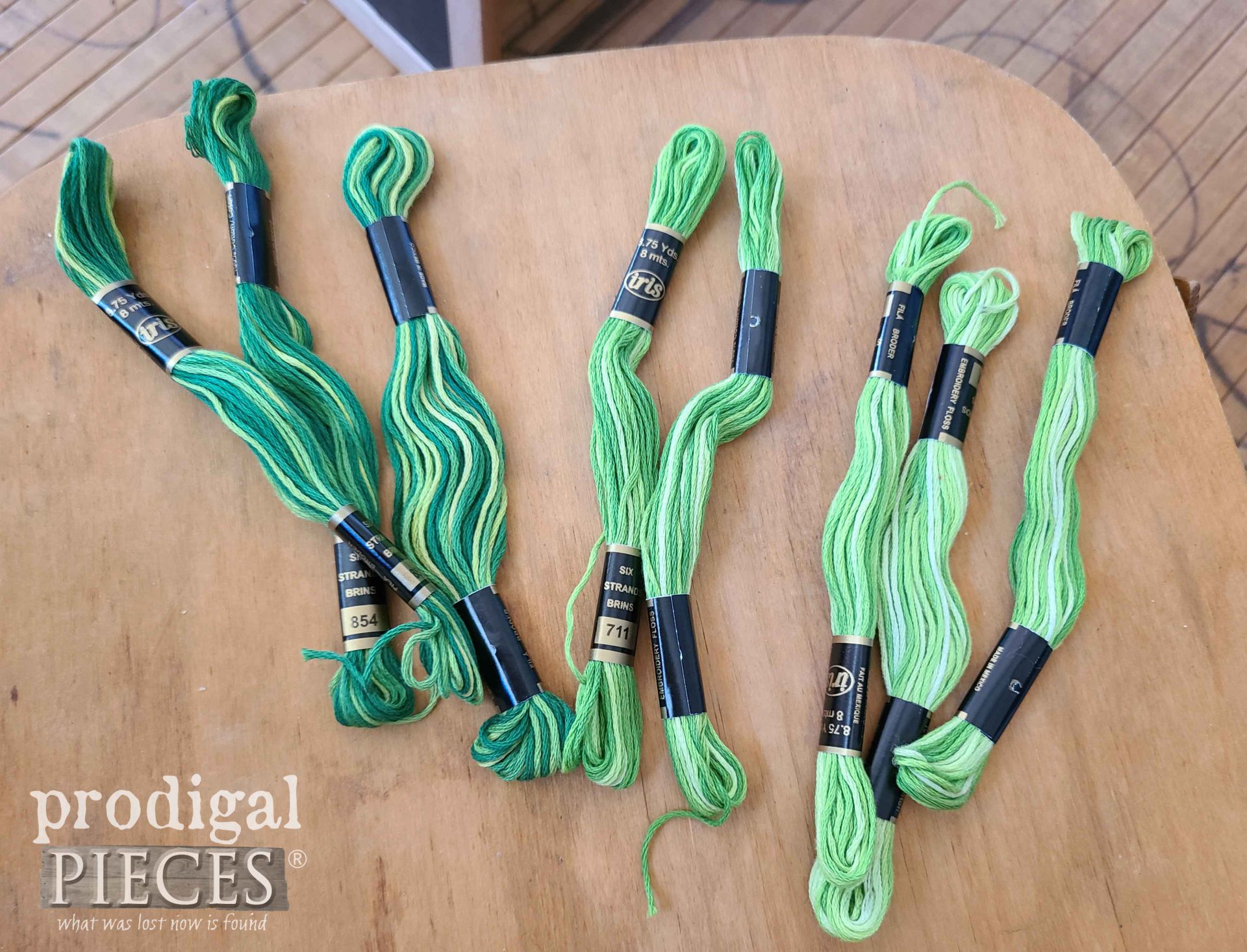Variegated Green Embroidery Floss for Embroidered Strainer Art by Larissa of Prodigal Pieces | prodigalpieces.com #prodigalpieces