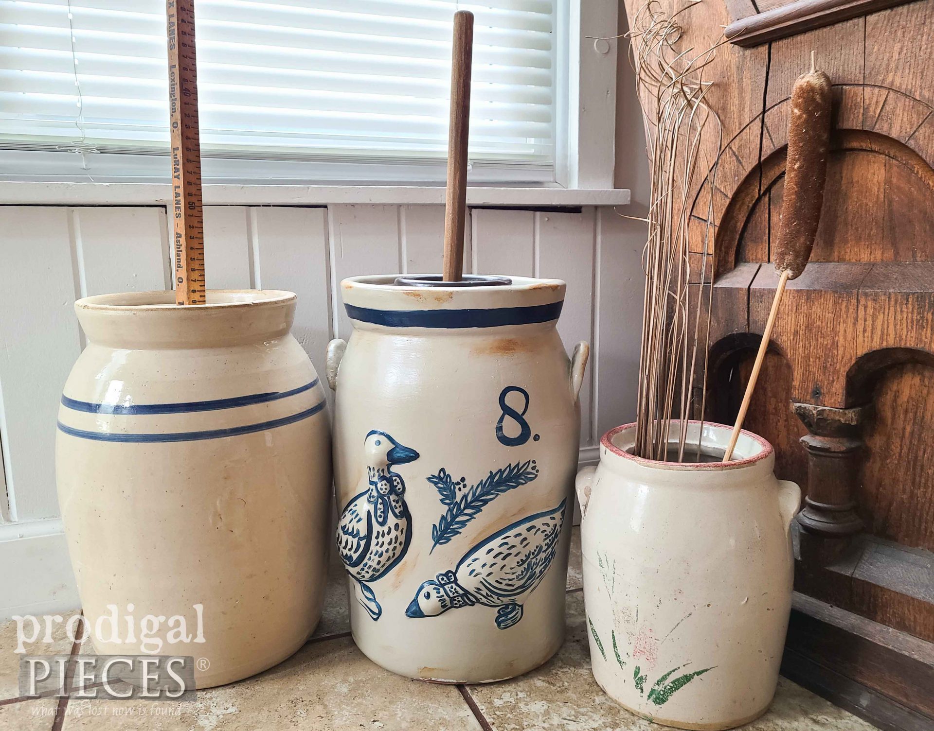 Hand-Painted Cermaic Butter Churn by Larissa of Prodigal Pieces | prodigalpieces.com #prodigalpieces #farmhouse #vintage #antique