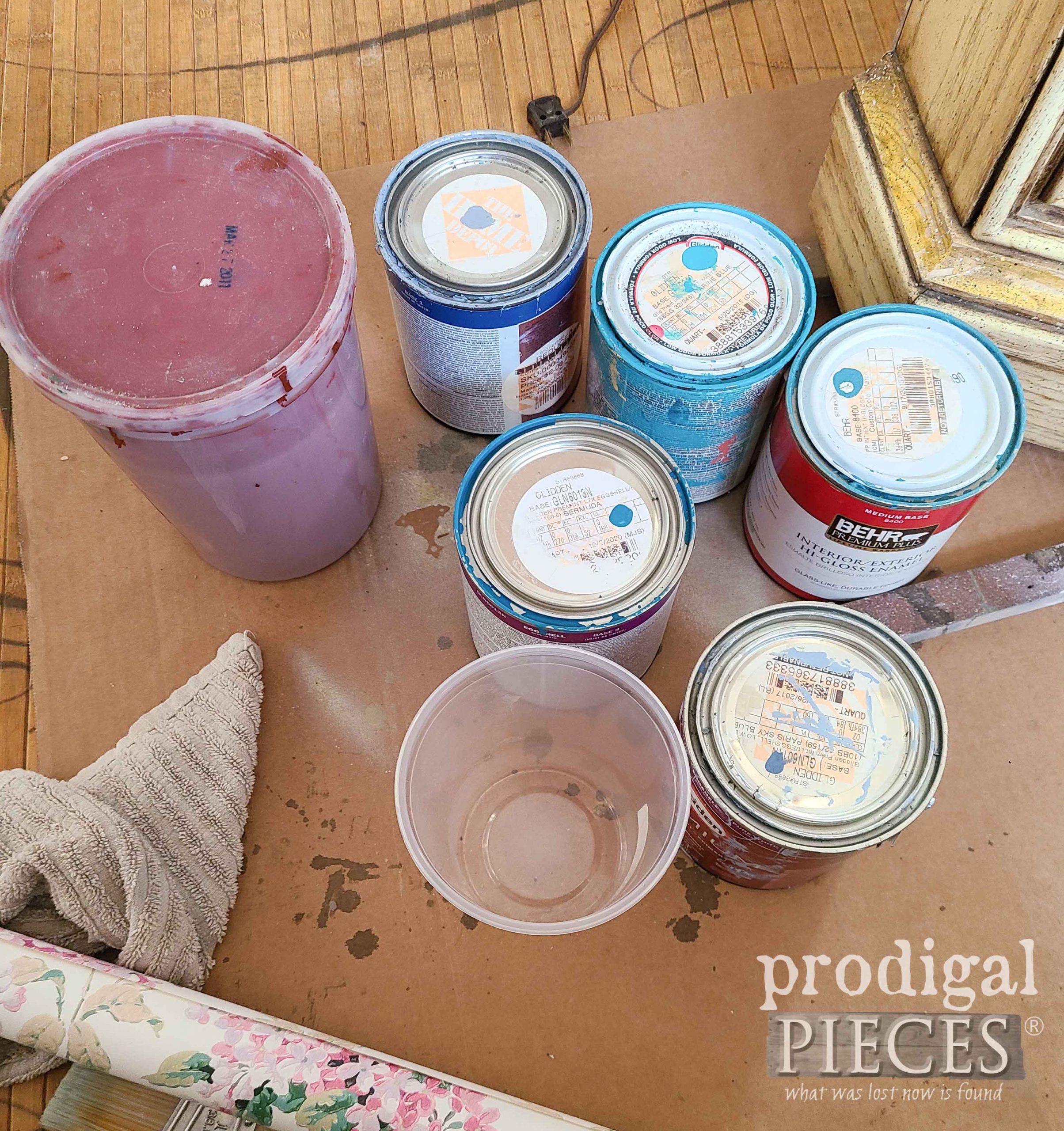 Mixing Custom Paint Colors for Vintage Curio Cabinet Makeover | prodigalpieces.com