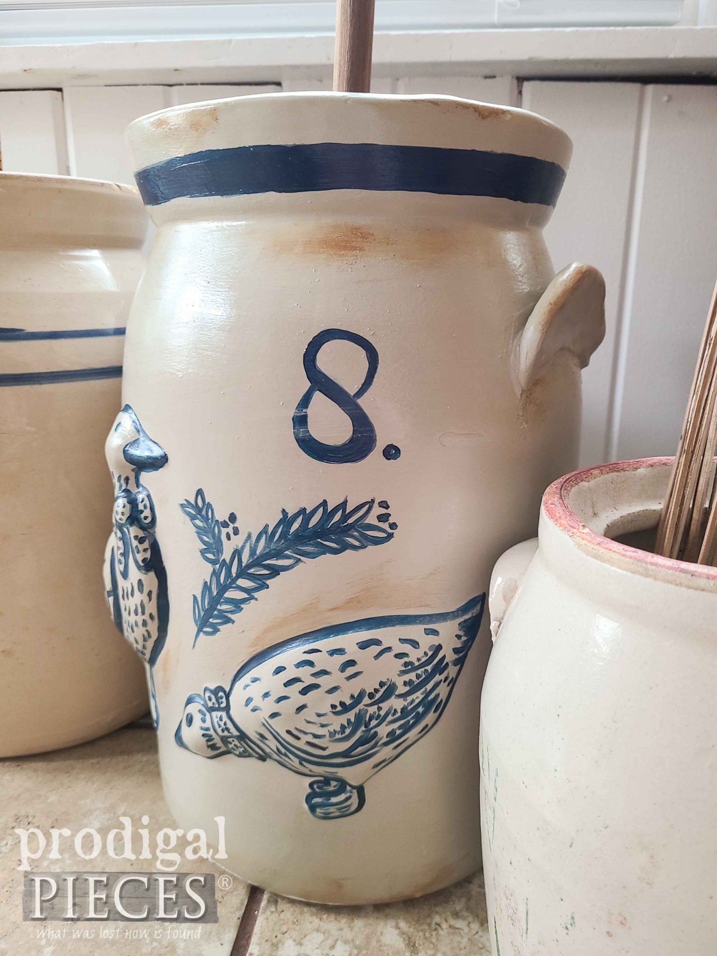 Number 8 Vintage Buttern Churn by Laarissa of Prodigal Pieces | How to Paint Ceramic | prodigalpieces.com #prodigalpieces #farmhouse #diy