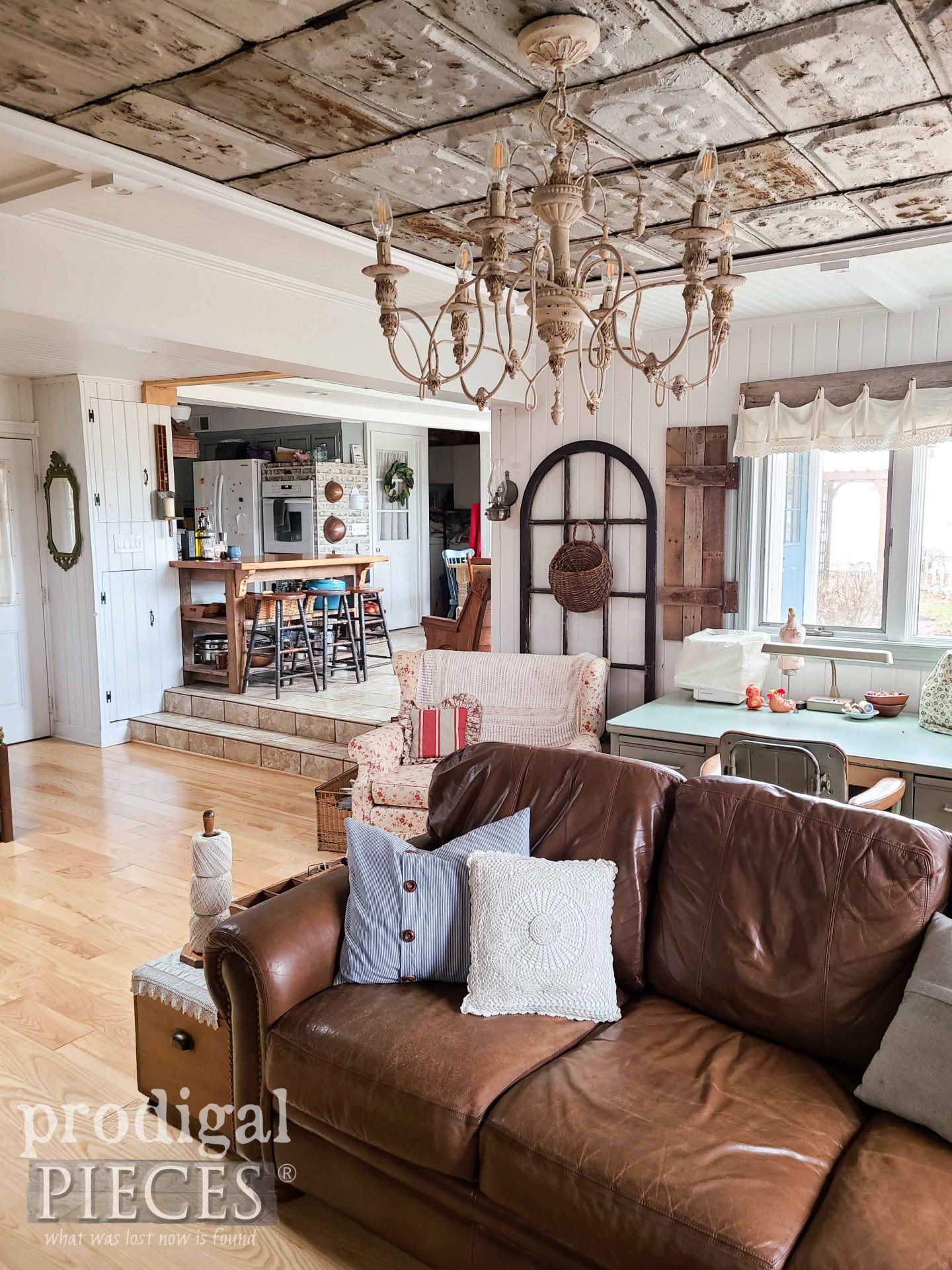 Reclaimed Ceiling Chandelier for DIY Family Room Remodel by Larissa & JC of Prodigal Pieces | prodigalpieces.com #prodigalpieces #home #homedecor #diy #remodel