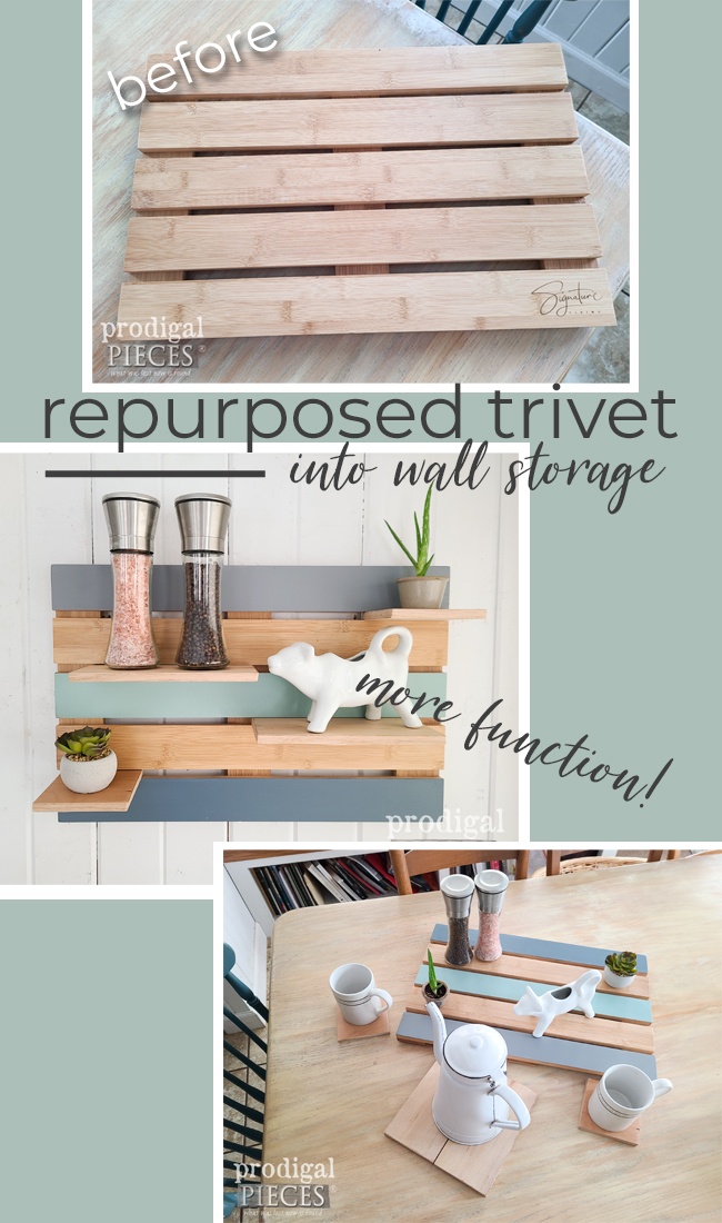 Wow! A thrifted find becomes so much more. A repurposed trivet is turned into wasll decor with more function than before. See it at Prodigal Pieces | prodigalpieces.com #prodigalpieces #home #diy #upcycled #boho