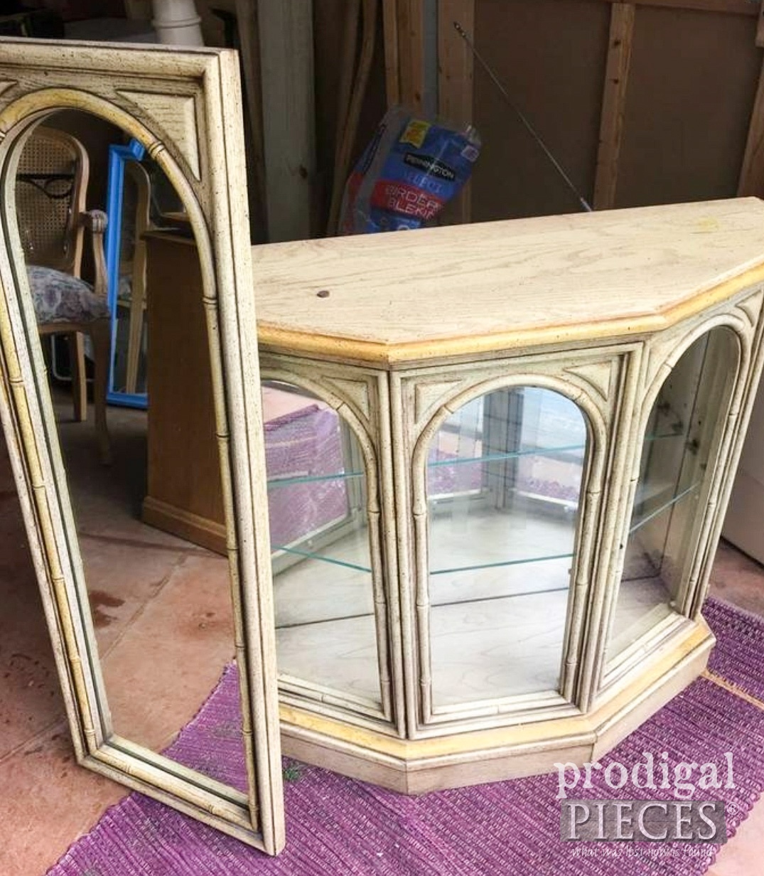Vintage Curio Cabinet and Mirror Before Makeover by Larissa of Prodigal Pieces | prodigalpieces.com #prodigalpieces