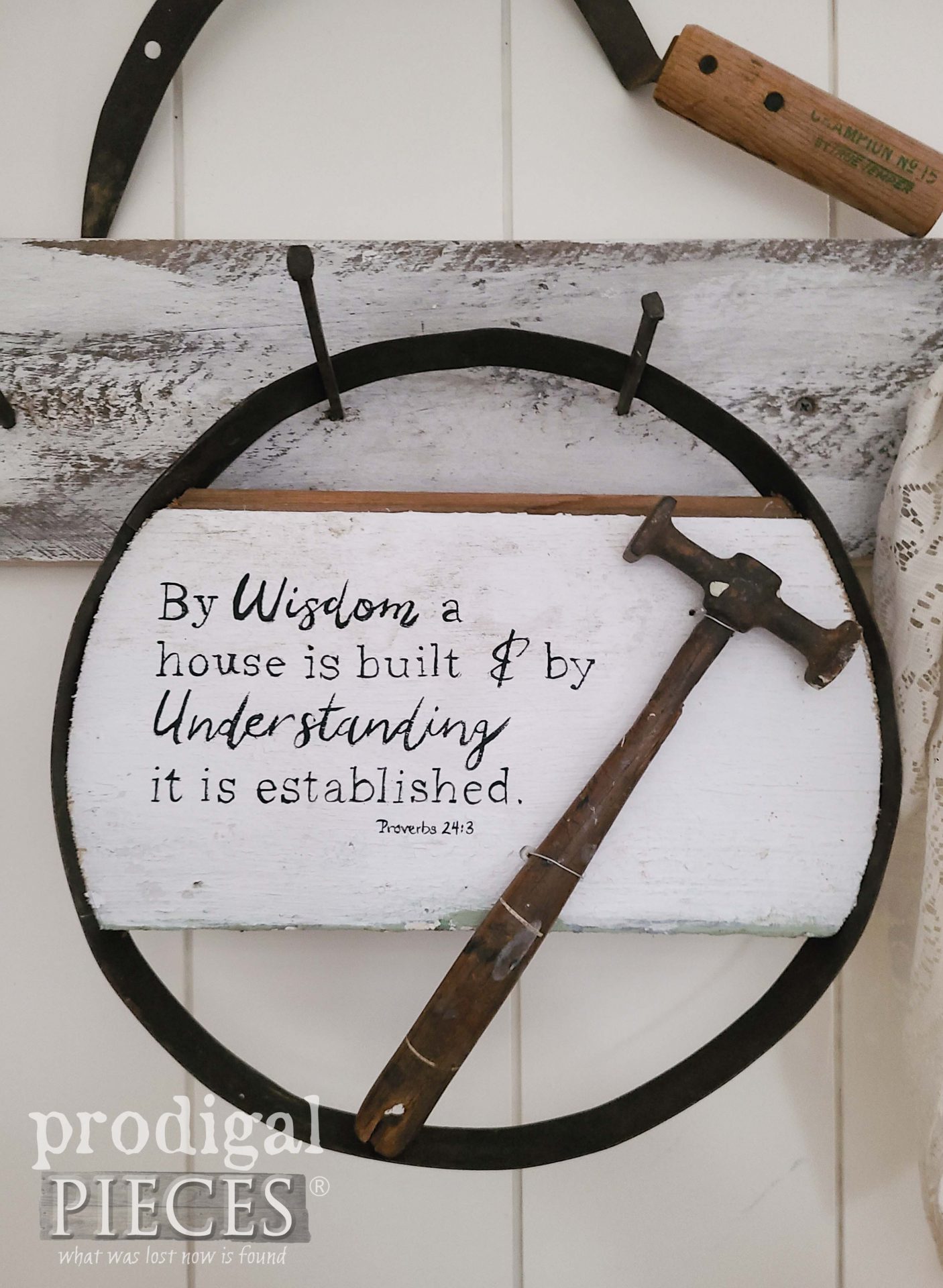 Wisdom & Understanding Scripture Reclaimed Barrel Ring Art Sign by Larissa of Prodigal Pieces | prodigalpieces.com #prodigalpieces #farmhouse #handmade #art #diy