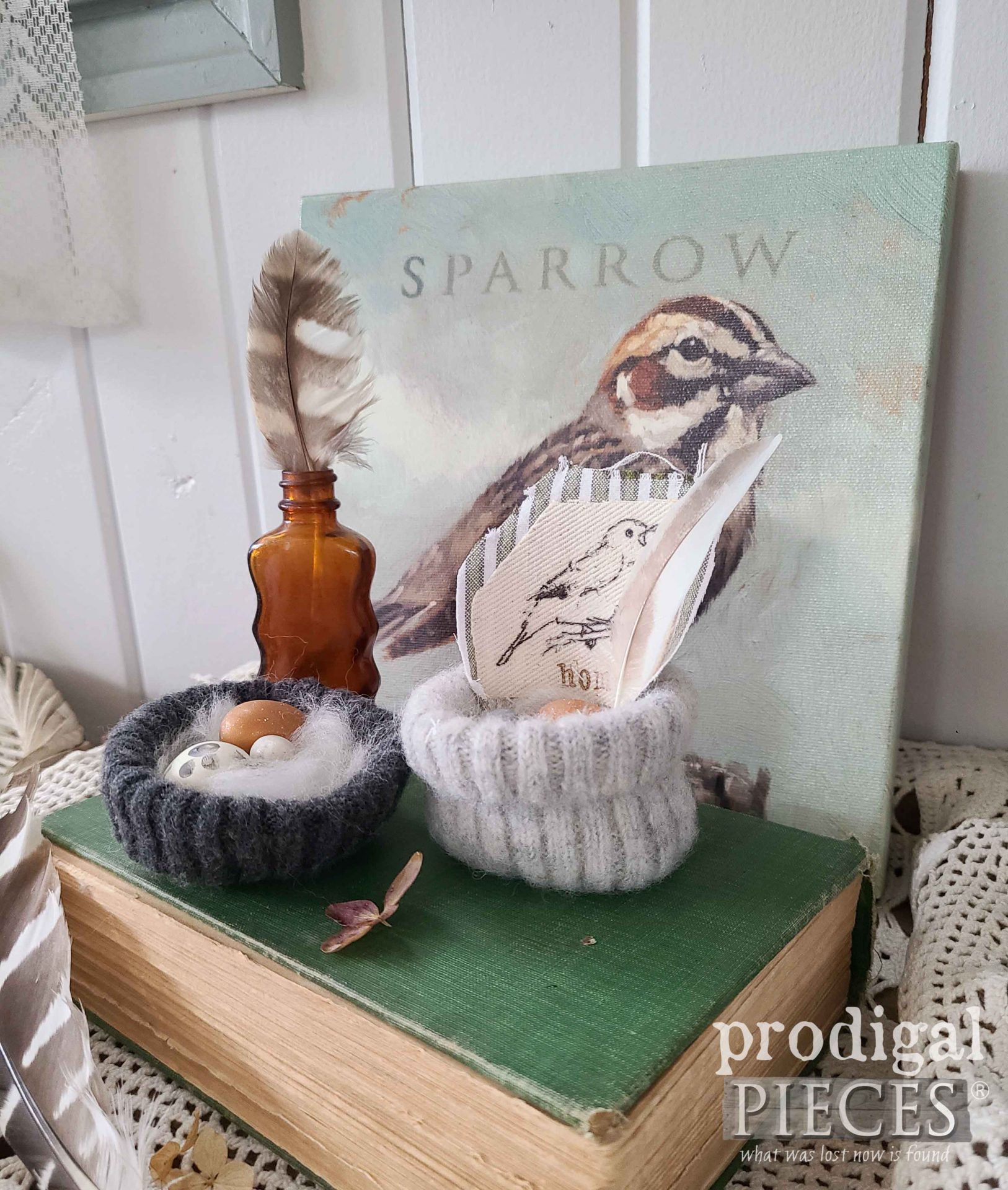 DIY Bird Nest for Spring Decor from Upcycled Sweaters by Larissa of Prodigal Pieces | prodigalpieces.com #prodigalpieces #spring #farmhouse #diy #nest