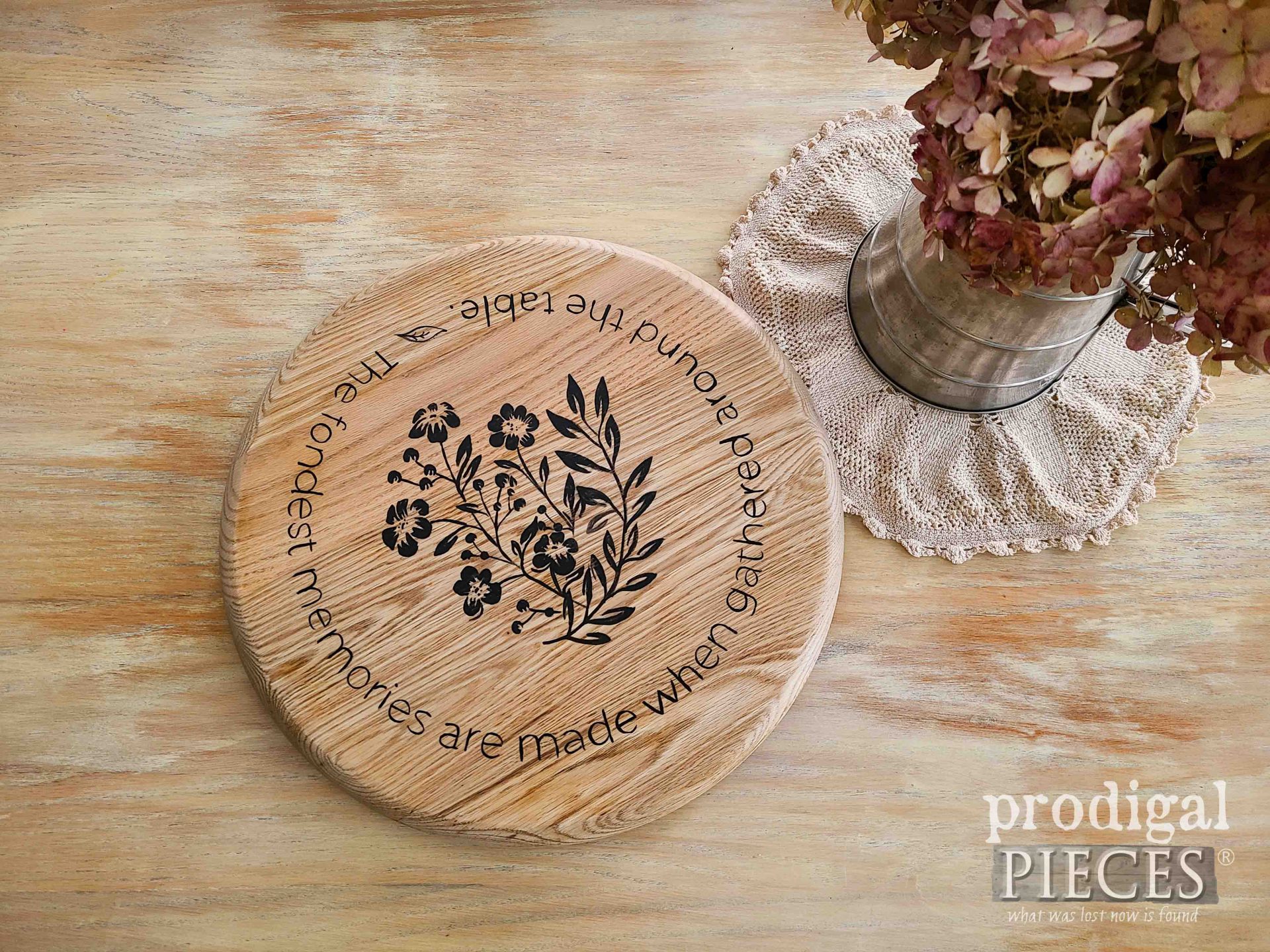 Solid Oak Hand-Painted Lazy Susan Upcycled by Larissa of Prodigal Pieces | prodigalpieces.com #prodigalpieces #farmhouse #kitchen #diy #home
