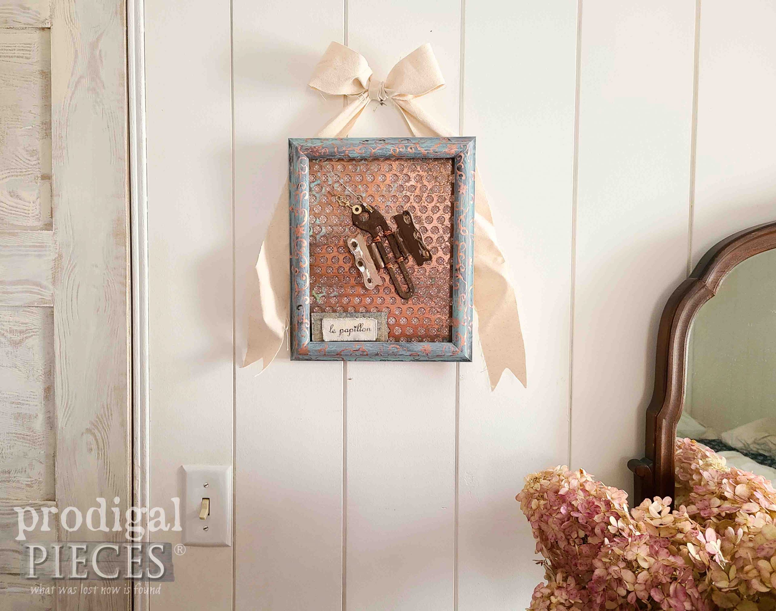 Salvaged Metal Art Butterfly Wall Art in Thrifted Picture Frame by Larissa of Prodigal Pieces | prodigalpieces.com #prodigalpieces #art #handmade #home
