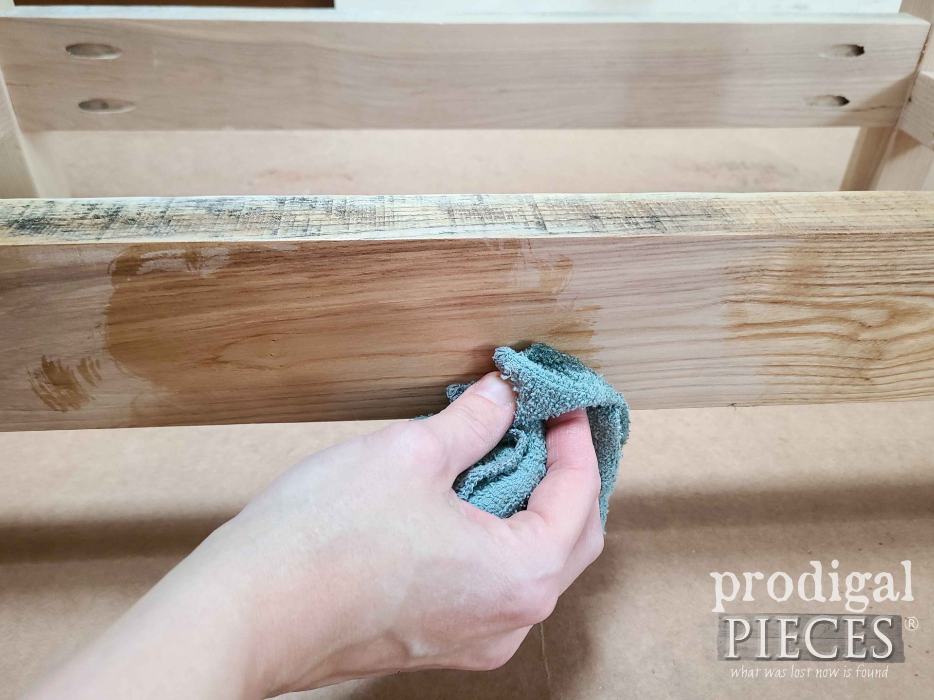 Hemp OIl Application on Ash Pallet Wood | prodigalpieces.com #prodigalpieces
