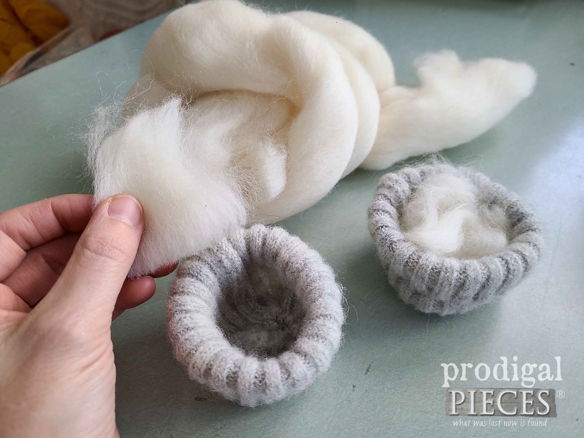 Wool Roving for Stuffing Upcycled Bird Nest | prodigalpieces.com