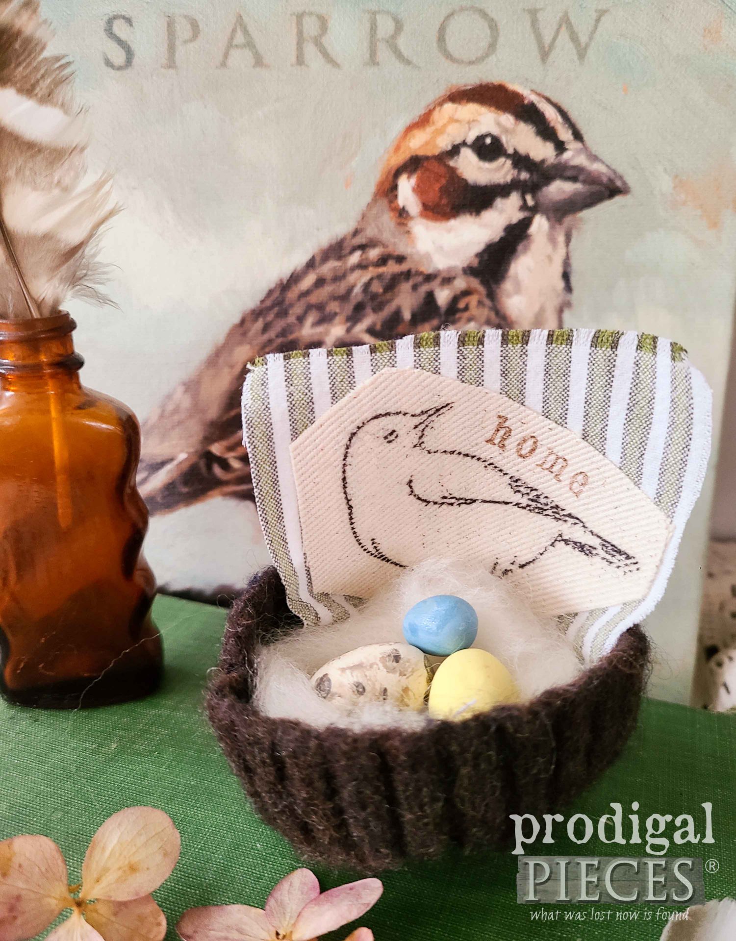 Upcycled Bird Nest in Brown with DIY Tutorial by Larissa of Prodigal Pieces | prodigalpieces.com #prodigalpieces #spring #diy #home
