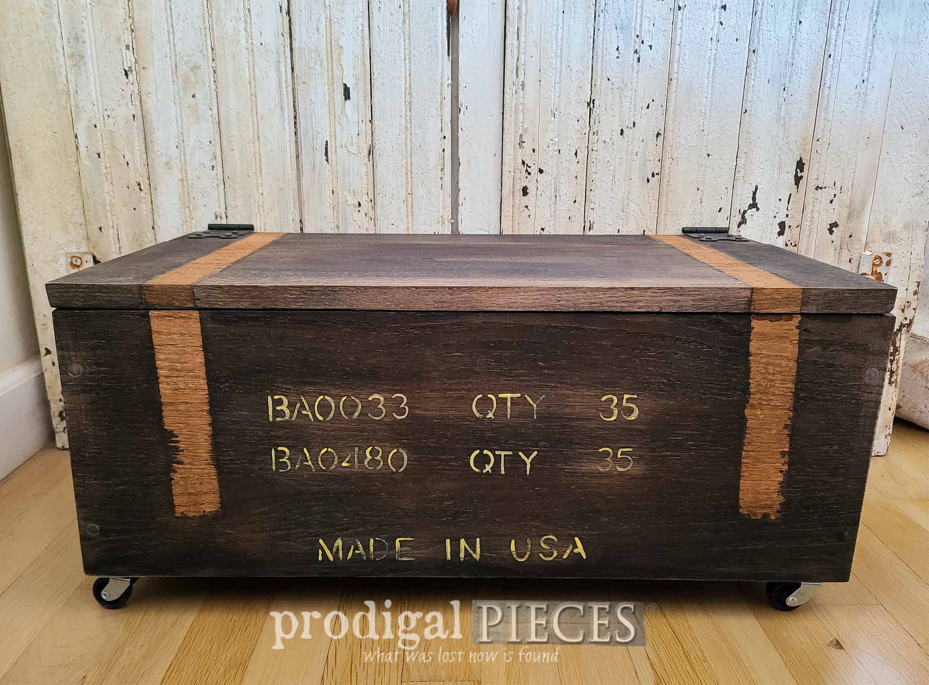 Featured Upcycled Broken Cradle Made into Industrial Ammo Box by Larissa of Prodigal Pieces | prodigalpieces.com #prodigalpieces #diy #handmade #upcycled