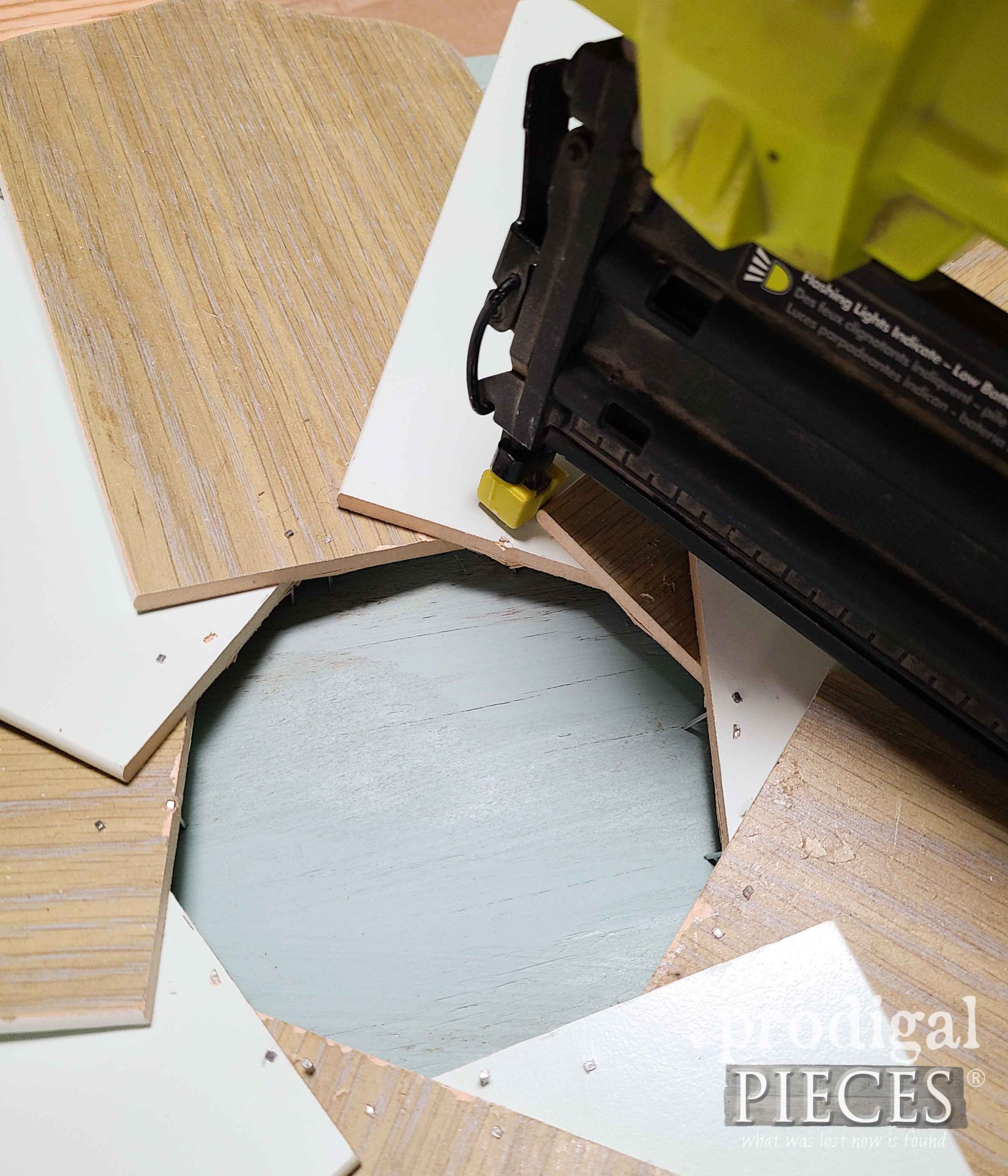Nailing Upcycled Ceiling Fan Blades | prodigalpieces.com #prodigalpieces