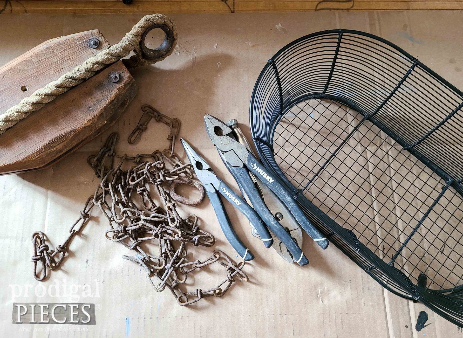 Salvaged Metal Bits for Thrifted Basket Makeover by Prodigal Pieces | prodigalpieces.com