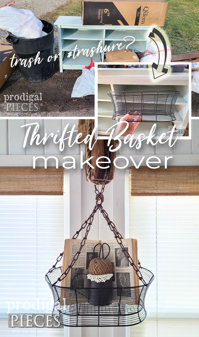 Straight from the trash, this thrfited basket makeover is one to see by Larissa of Prodigal Pieces | prodigalpieces.com #prodigalpieces #farmhouse #homedecor #diy
