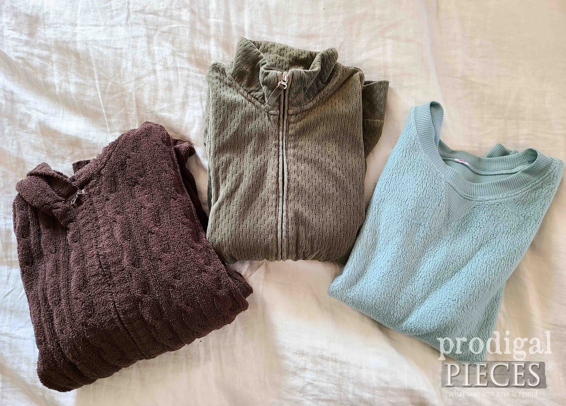 Thrifted Sweaters Before Refashion Fun | prodigalpieces.com