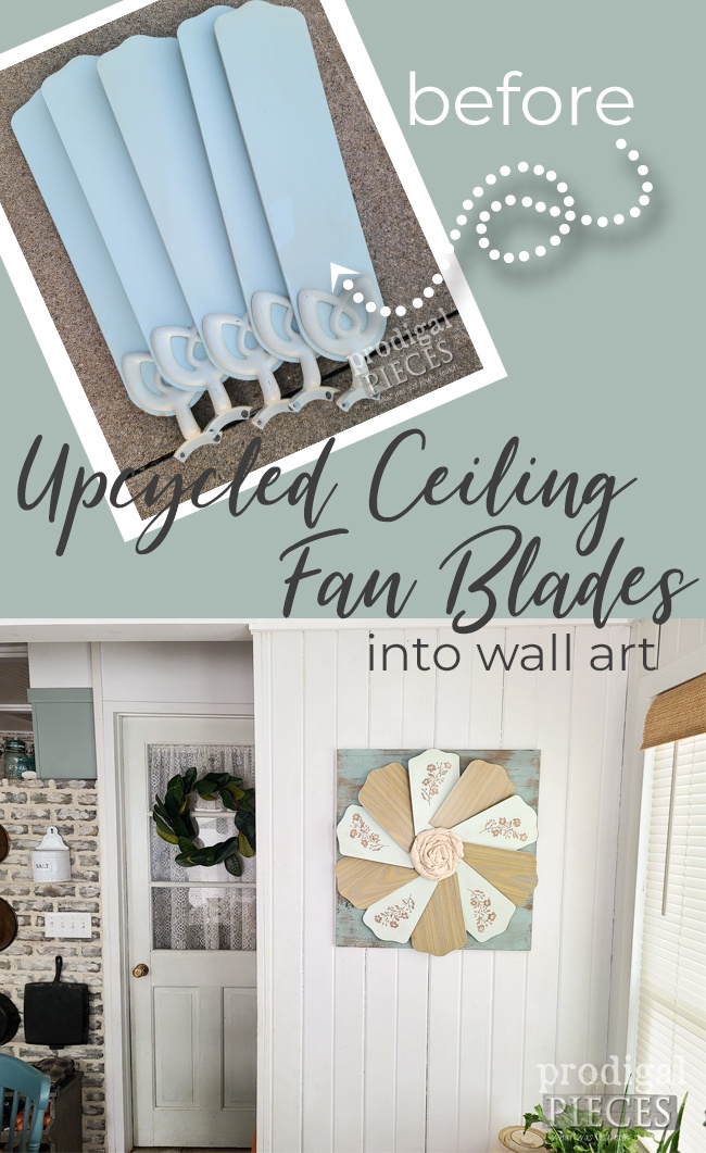 Upcycled Ceiling Fan Blades are Prime for Upcycling into Farmhouse Wall Art by Larissa of Prodigal Pieces | prodigalpieces.com #prodigalpieces #handmade #upcycled #diy