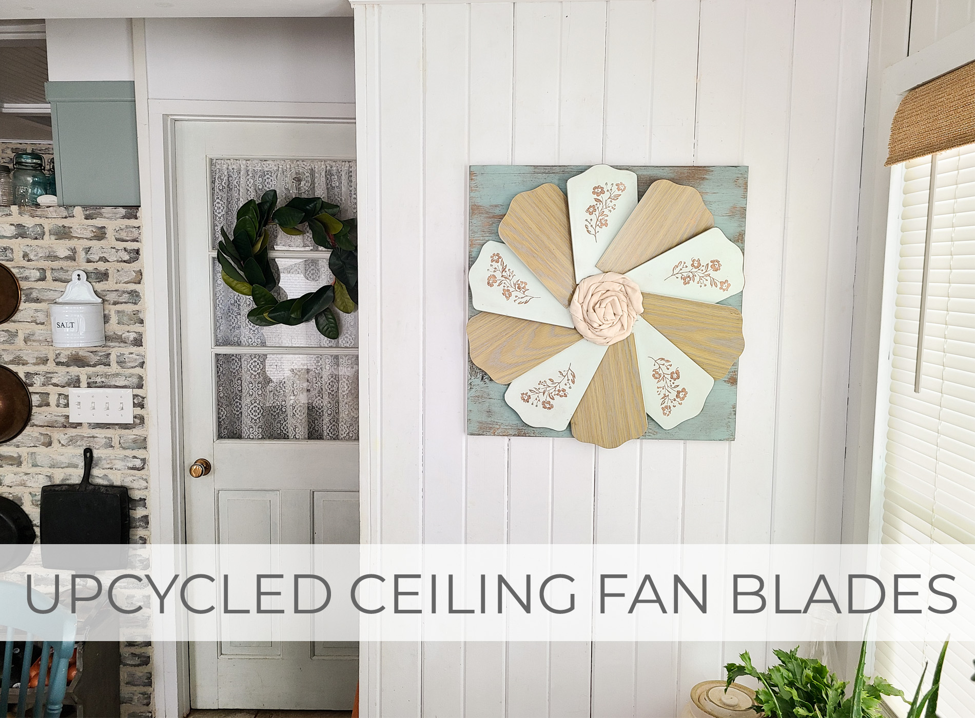 Upcycled Ceiling Fan Blades into Farmhouse Wall Art by Larissa of Prodigal Pieces | prodigalpieces.com #prodigalpieces #upcycled #art #farmhouse
