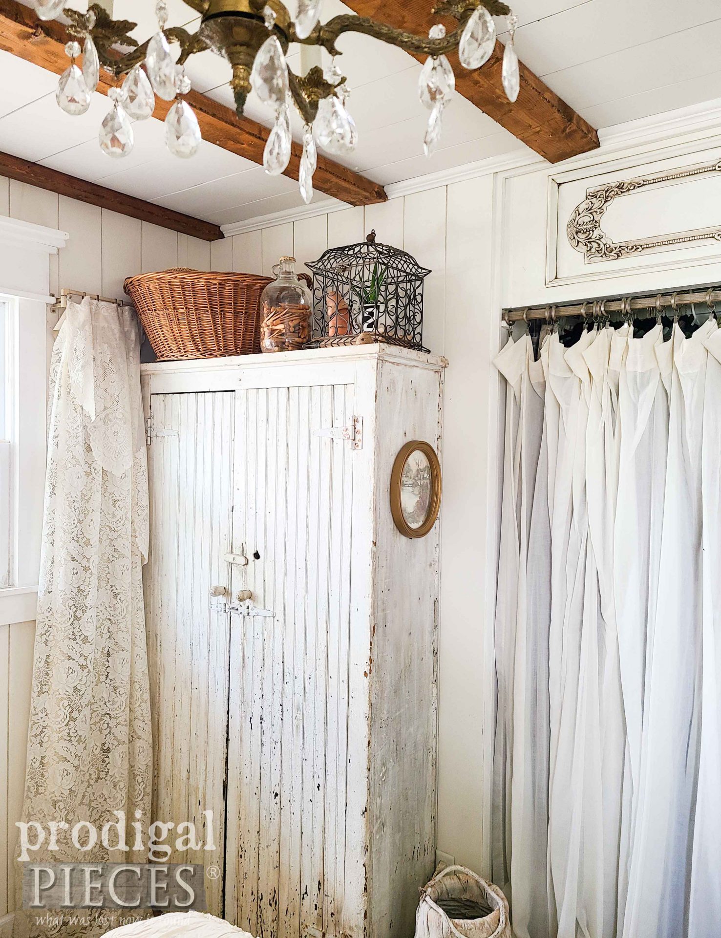 Farmhouse Bedroom Decor featuring a Vintage Bird Cage by Larissa of Prodigal Pieces | prodigalpieces.com #prodigalpieces #farmhouse #home #spring