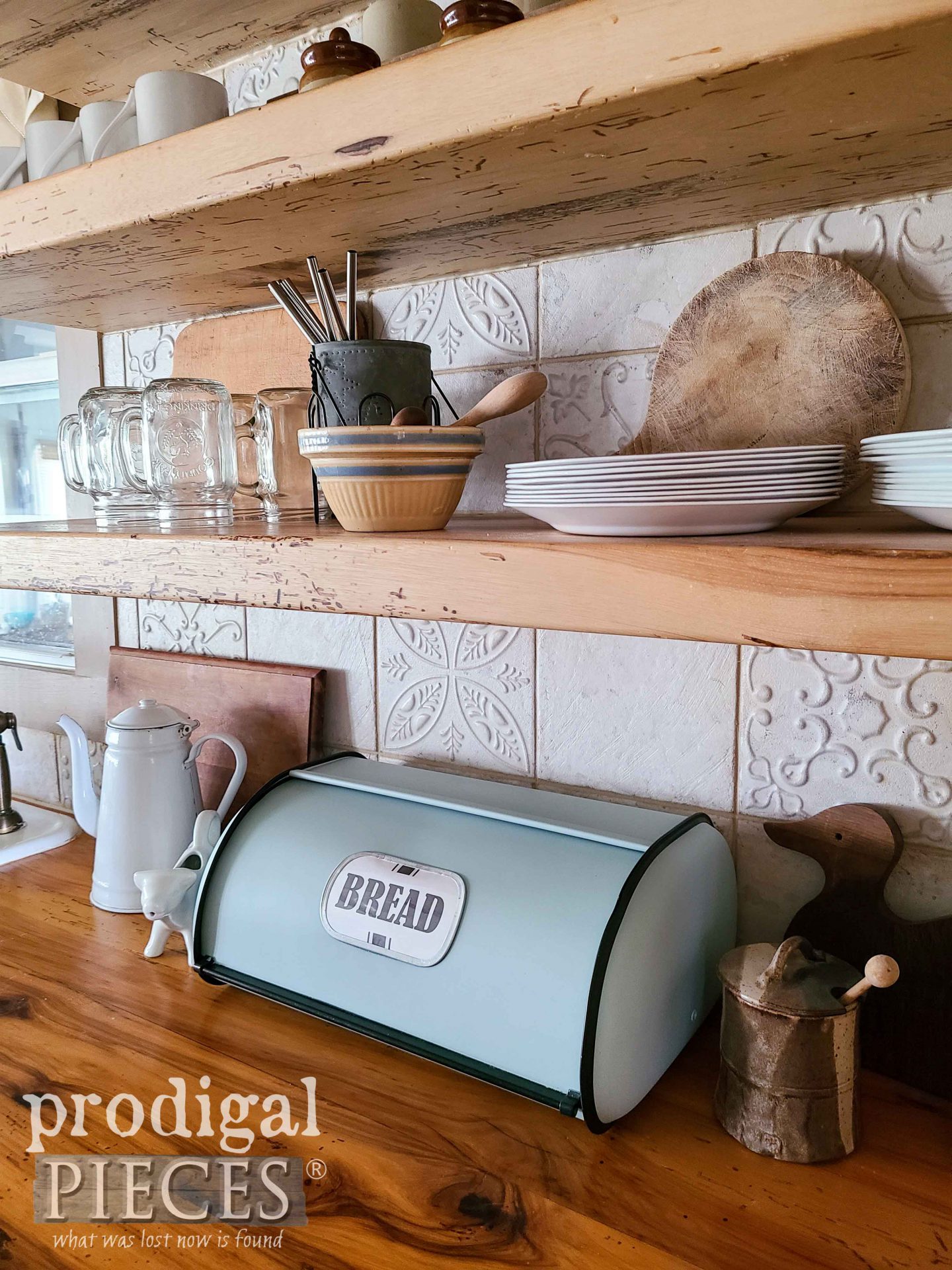 Farmhouse Kitchen with DIY Bread Box Makeover by Larissa of Prodigal Pieces | prodigalpieces.com #prodigalpieces #diy #upcycled #kitchen