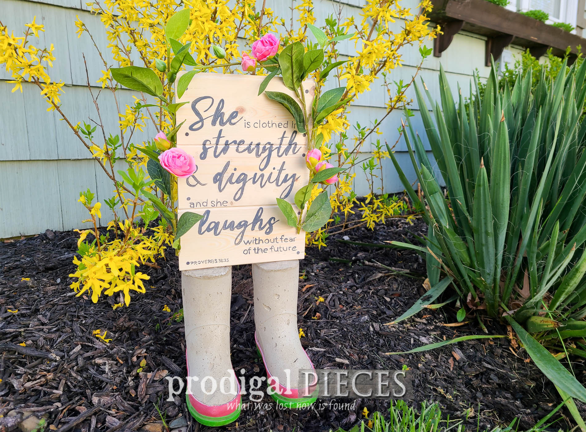 Featured DIY Concrete Boot Sign for a DIY Mother's Day by Larissa of Prodigal Pieces | prodigalpieces.com #prodigalpieces #mothersday #diy #repurposed #upcycled