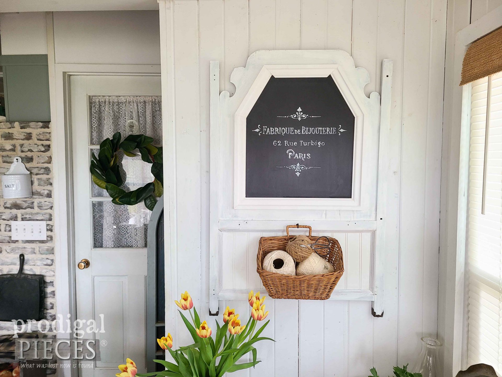 French Farmhouse Jewelry Factory Sign from Vintage Baby Crib Upcycled by Larissa of Prodigal Pieces | prodigalpieces.com #prodigalpieces #french #farmhouse