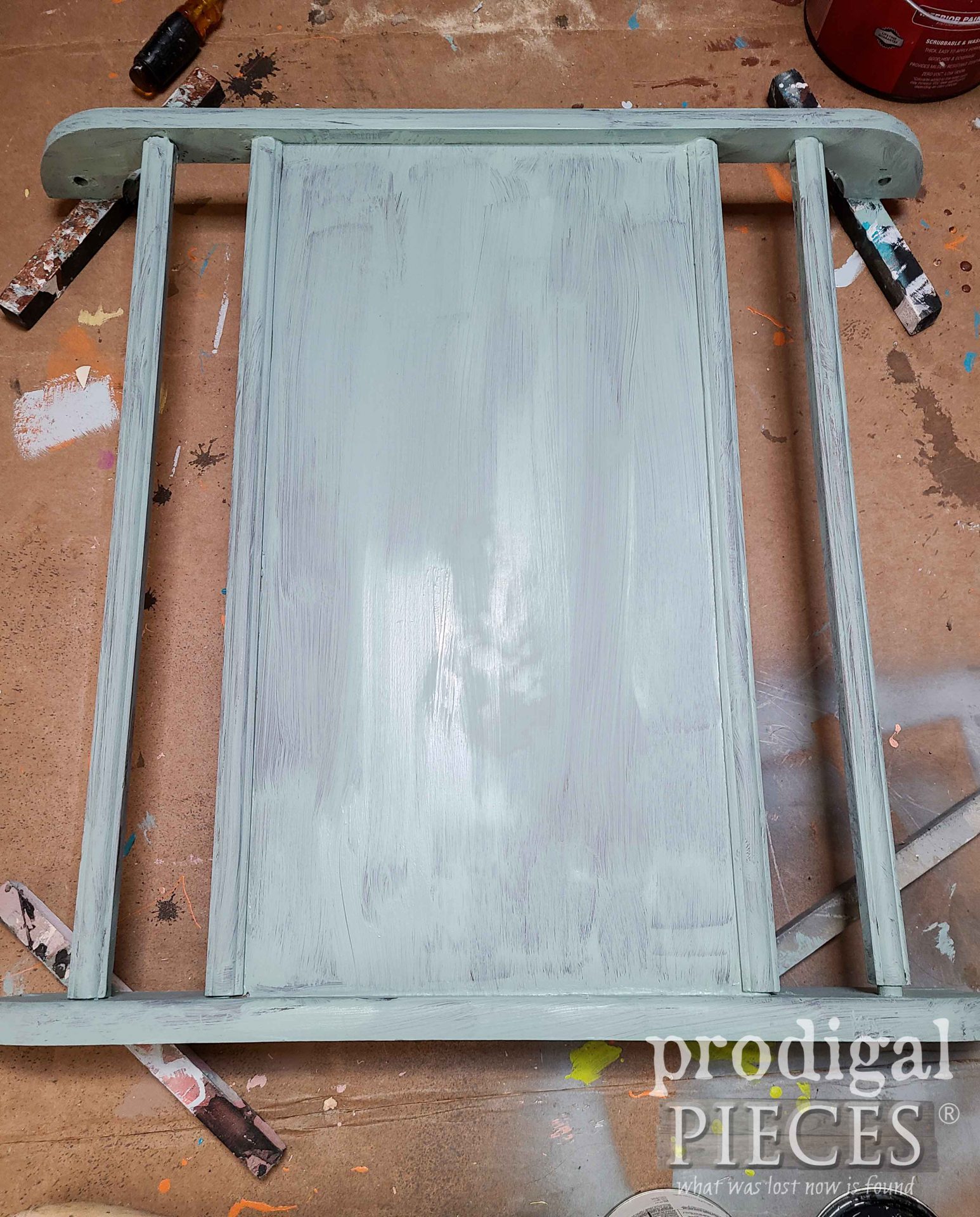 Painting Vintage Baby Crib Footboard with Milk Paint | prodigalpieces.com #prodigalpieces
