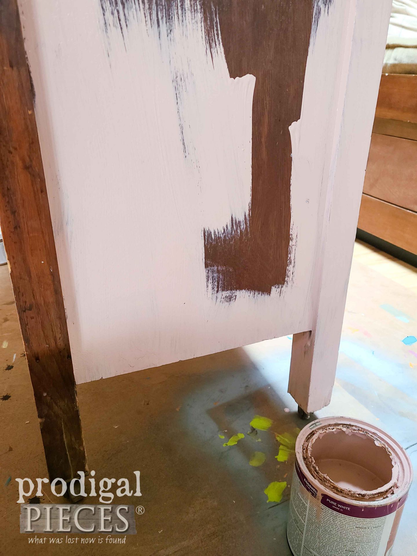 Painting a Soft Pink on Antique Wash Stand | prodigalpieces.com