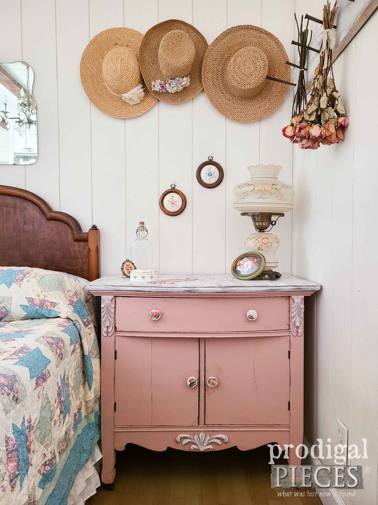 Pink Antique Wash Stand Makeover by Larissa of Prodigal Pieces | prodigalpieces.com #prodigalpieces