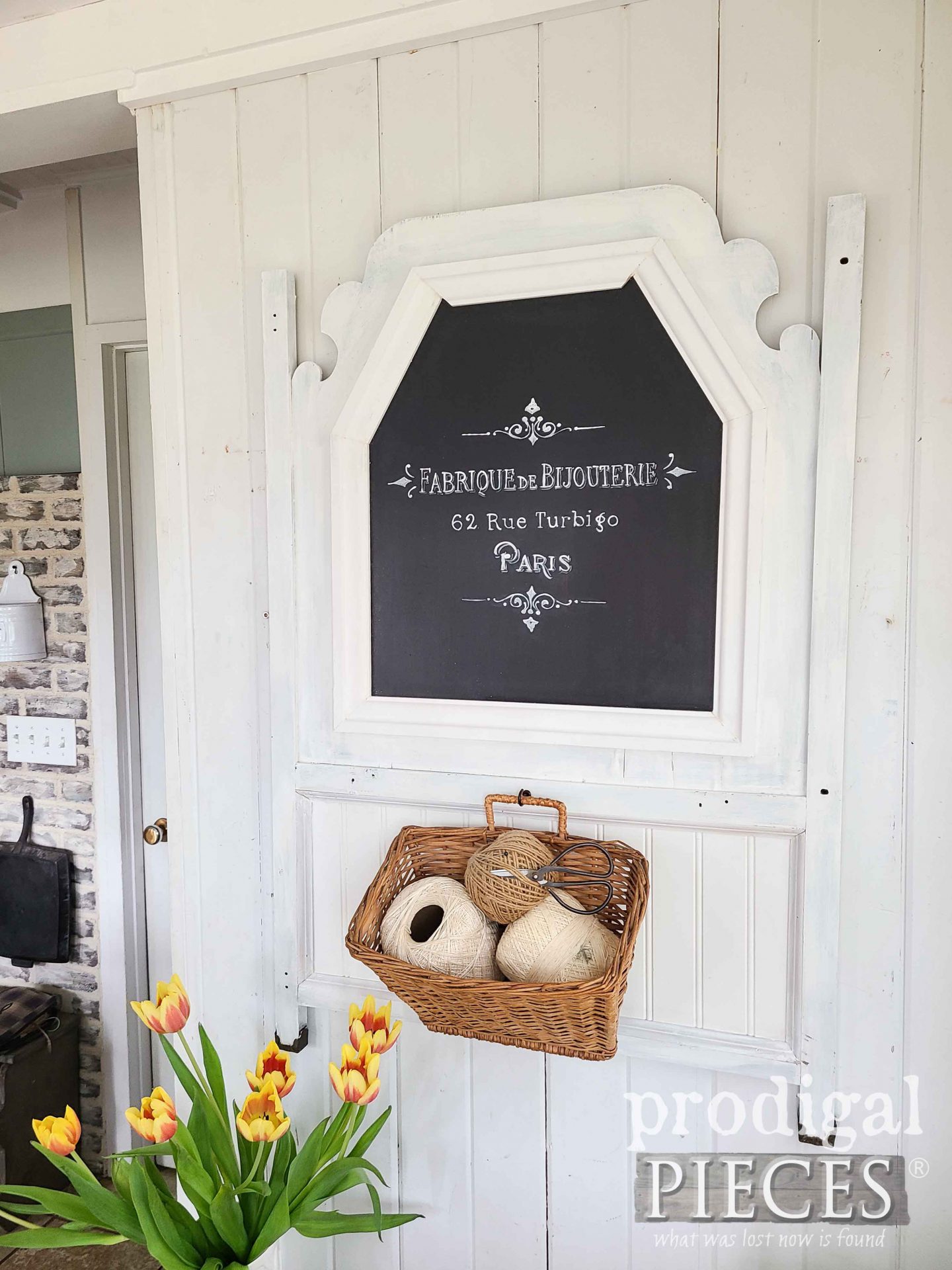 Repurposed French Farmhouse Sign from Vintage Baby Crib Upcycled by Larissa of Prodigal Pieces | prodigalpieces.com #prodigalpieces #upcycled #diy #home