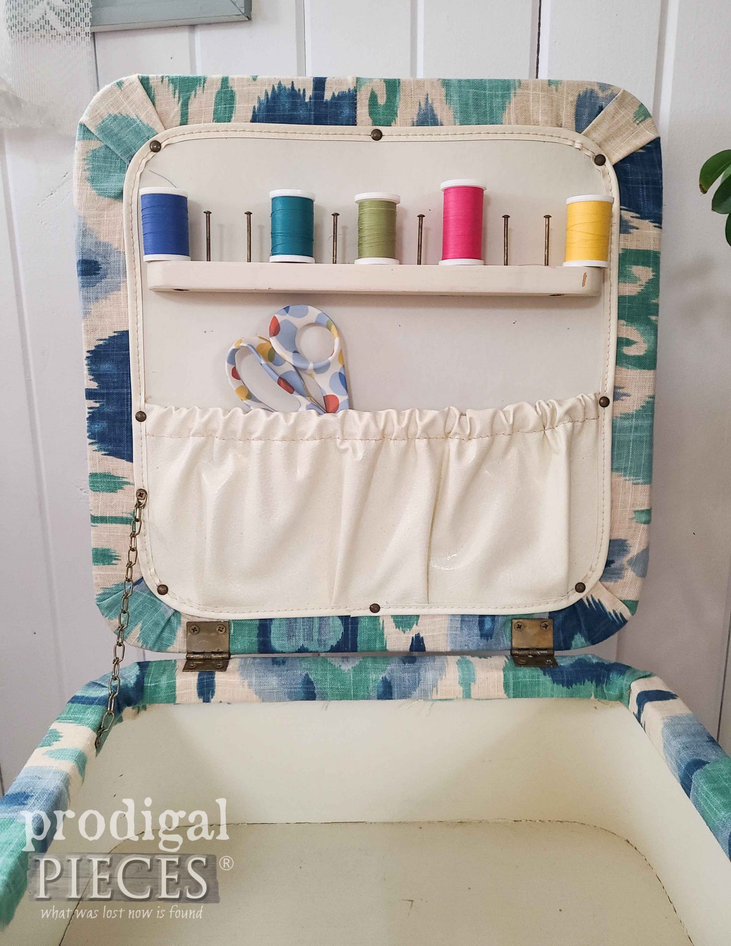 Vintage Sewing Stool Notions Holder by Larissa of Prodigal Pieces | prodigalpieces.com #prodigalpieces #diy #sewing #furntiure