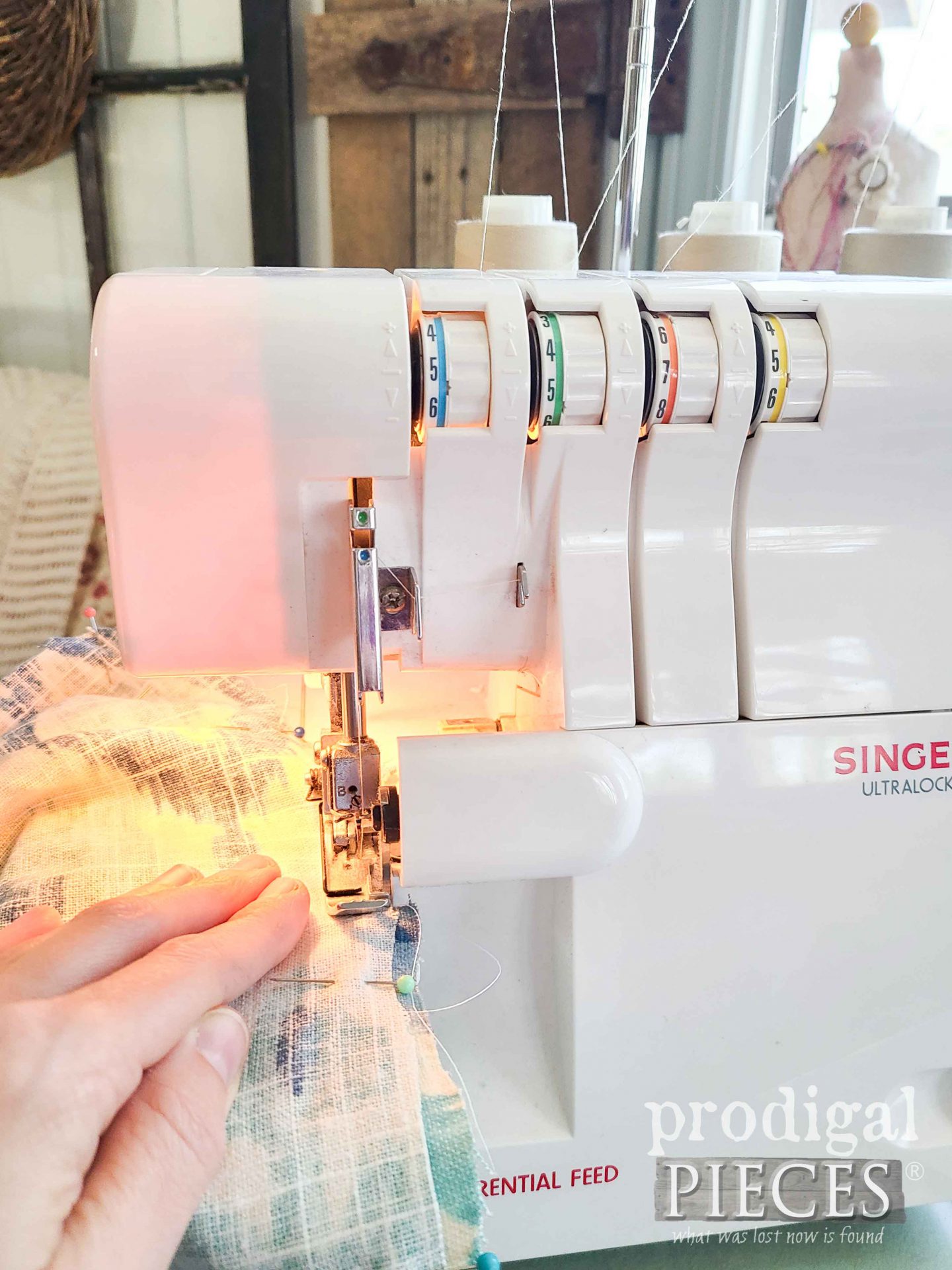 Sewing Vintage Sewing Stool with Serger | prodigalpieces.com