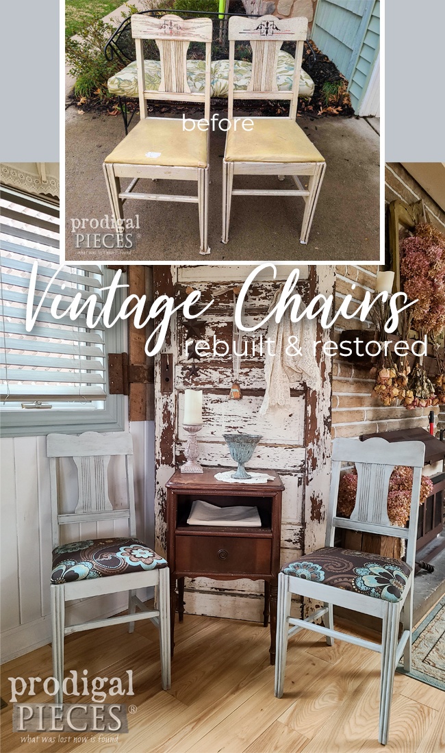 Don't toss those damaged vintage chairs! Give them a little TLC and they'll shine like new | by Larissa of Prodigal Pieces | prodigalpieces.com #prodigalpieces #furntiure #diy #home #homedecor