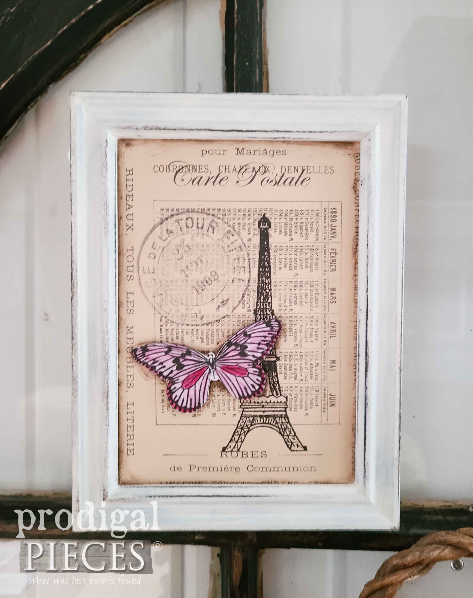 Pink Butterfly Art Created by Larissa of Prodigal Pieces | prodigalpieces.com #prodigalpieces #french #butterfly #art
