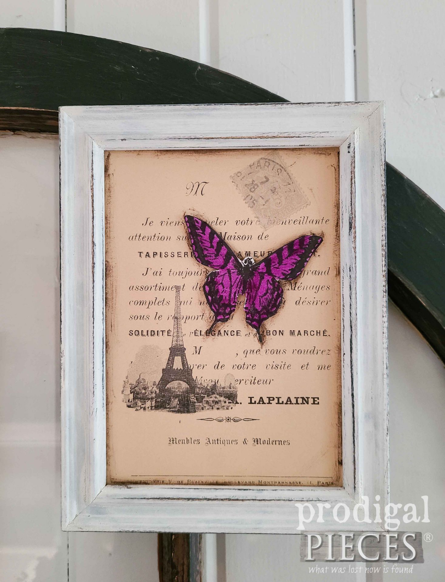 French Chic Purple Butterfly Art from Thrift Store FRames by Larissa of Prodigal Pieces | prodigalpieces.com #prodigalpieces #art #butterfly