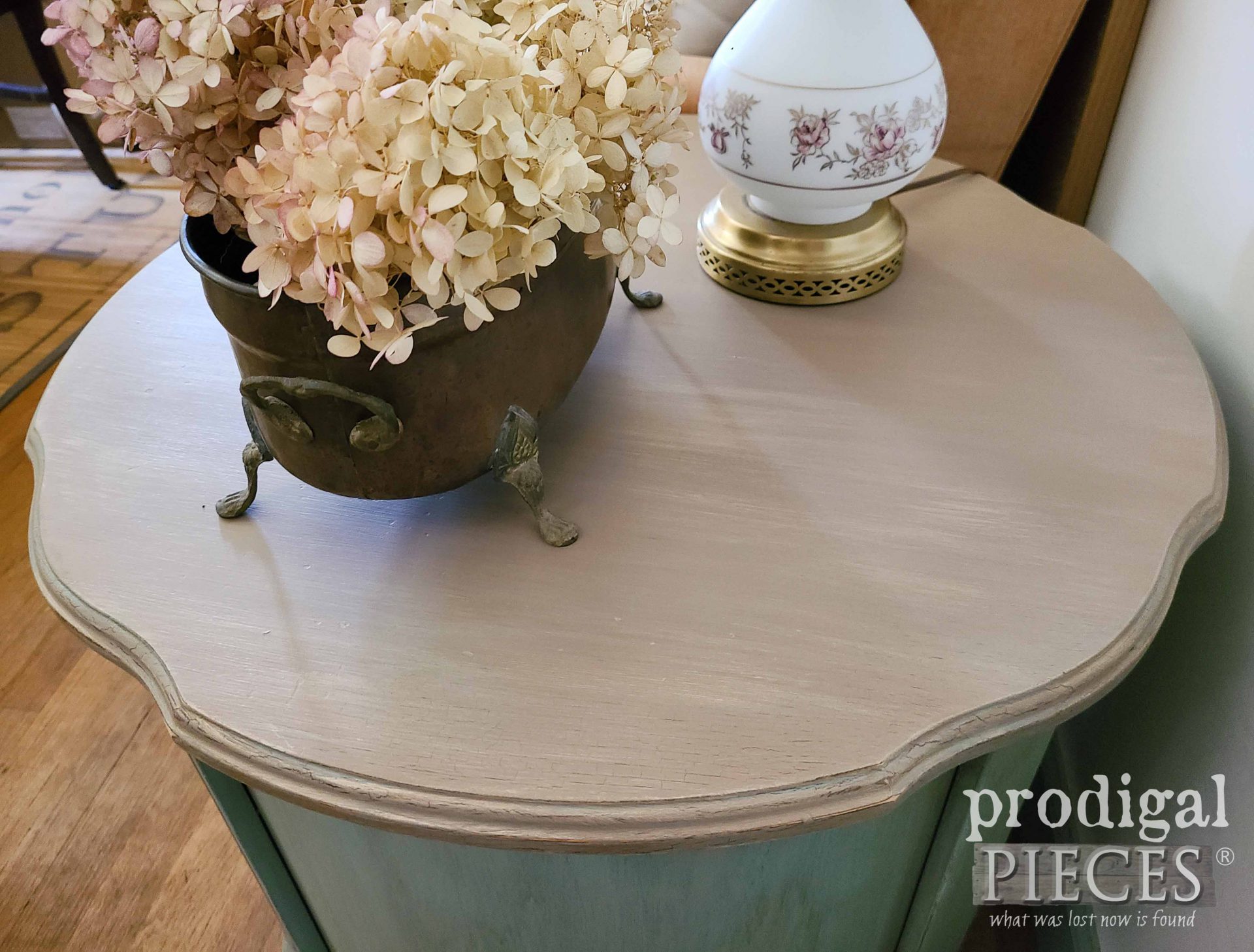 Mersman Side Table Top Gilded with Metallic Paint by Larissa of Prodigal Pieces | prodigalpieces.com #prodigalpieces #vintage #furniture #diy