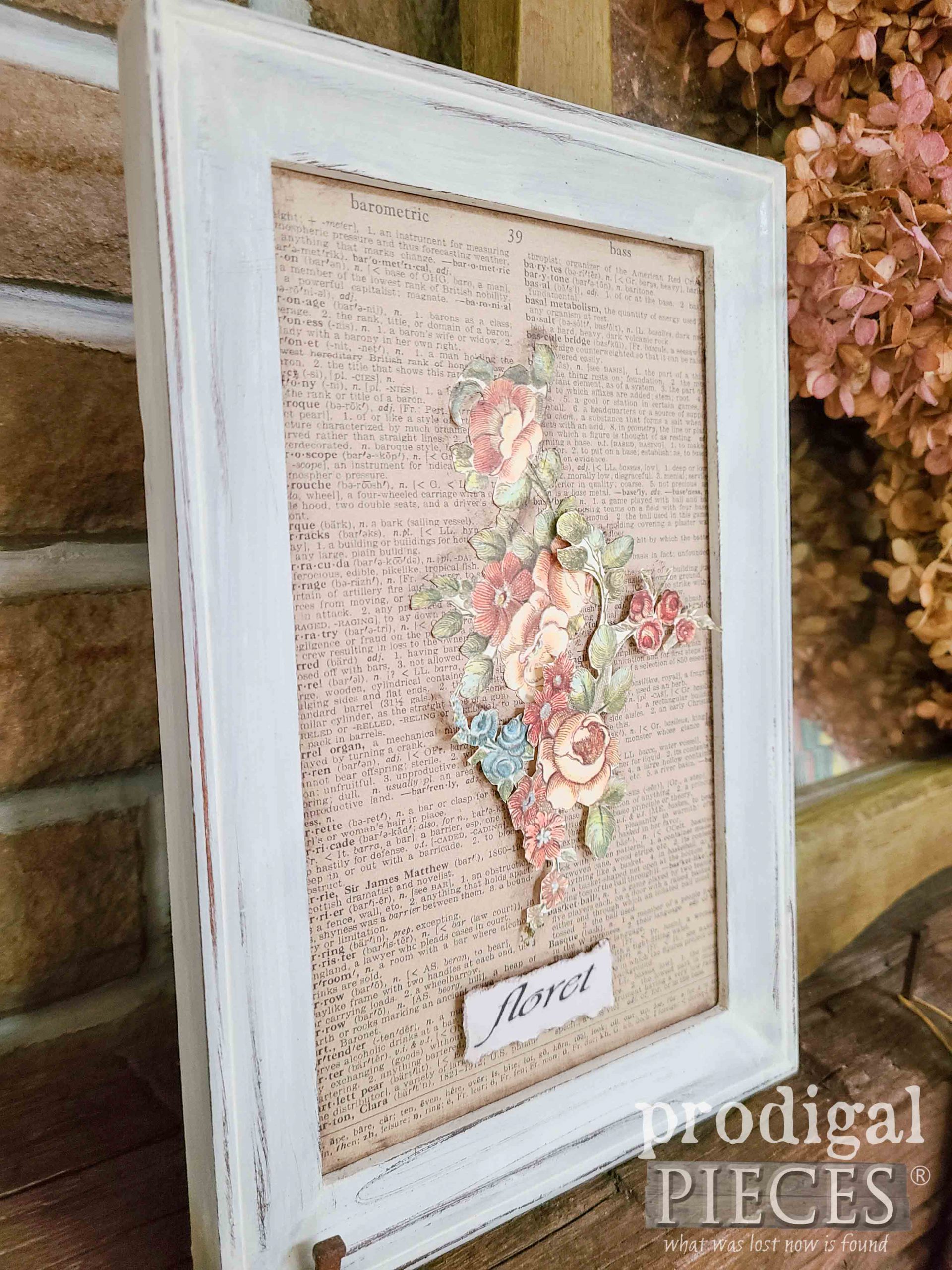 Side View of Floret French Art from Thrift Store Frames by Larissa of Prodigal Pieces | prodigalpieces.com #prodigalpieces #french #diy #upcycled