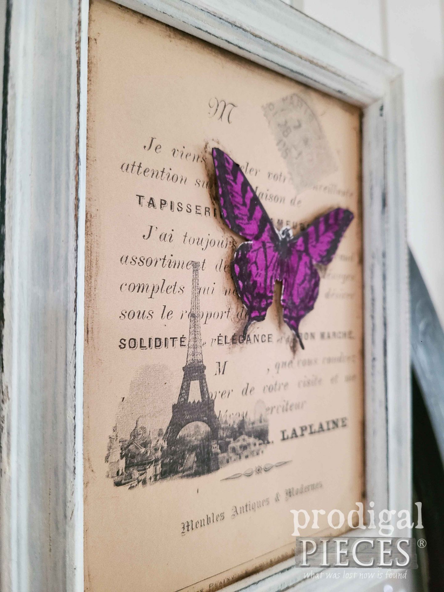 Side View DIY Purple Butterfly Art by Larissa of Prodigal Pieces | prodigalpieces.com #prodigalpieces #french #butterfly #diy