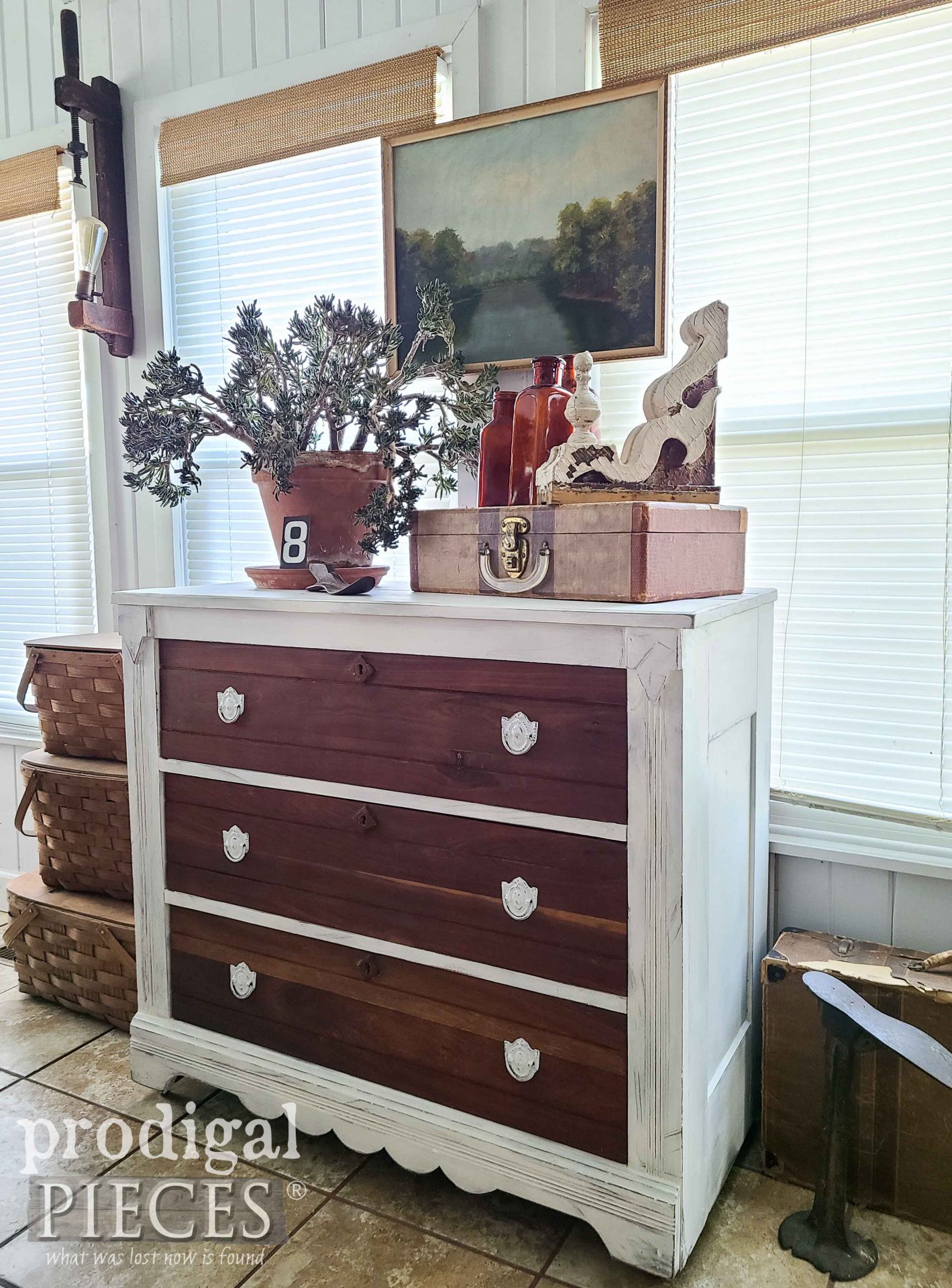 Side View of Farmhouse White Chest of Drawers by Larissa of Prodigal Pieces | prodigalpieces.com #prodigalpieces #farmhouse #furniture #homedecor