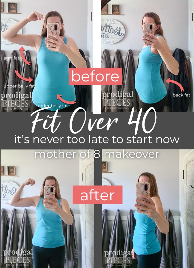 A homeschooling, entrepreneur mother of 8 commits to being Fit Over 40 without drugs or tricks. Full details at Prodigal Pieces | prodigalpieces.com #prodigalpieces #fitover40 #fitness #diy #women #health