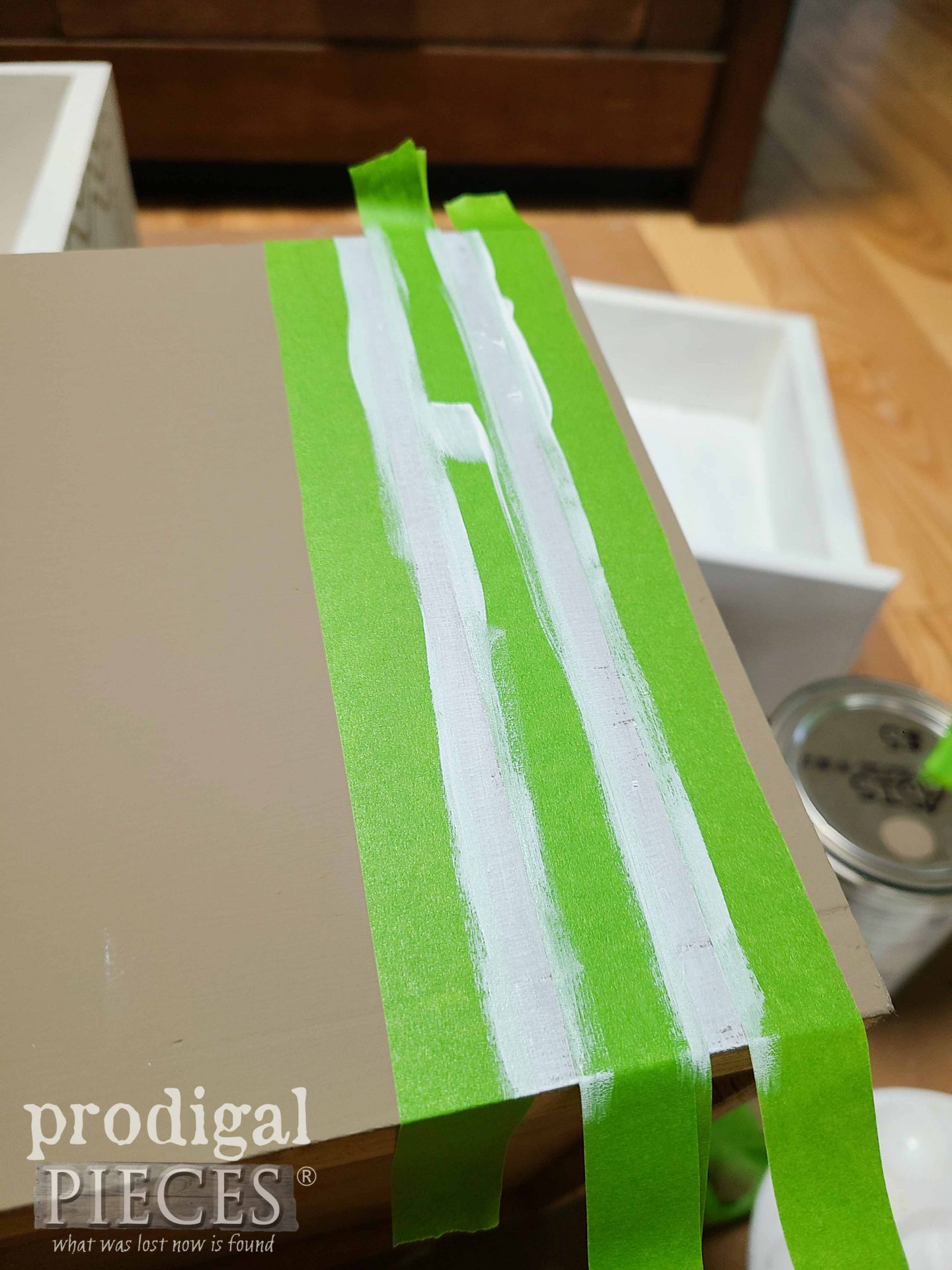 Adding Grain Sack Stripes to DIY Upcycled Drawers | prodigalpieces.com #prodigalpieces