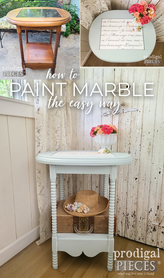 How to Paint Marble the Easy Way | Antique Side Table Makeover by Larissa of Prodigal Pieces | prodigalpieces.com #prodigalpieces #diy #tutorial #antique #furniture