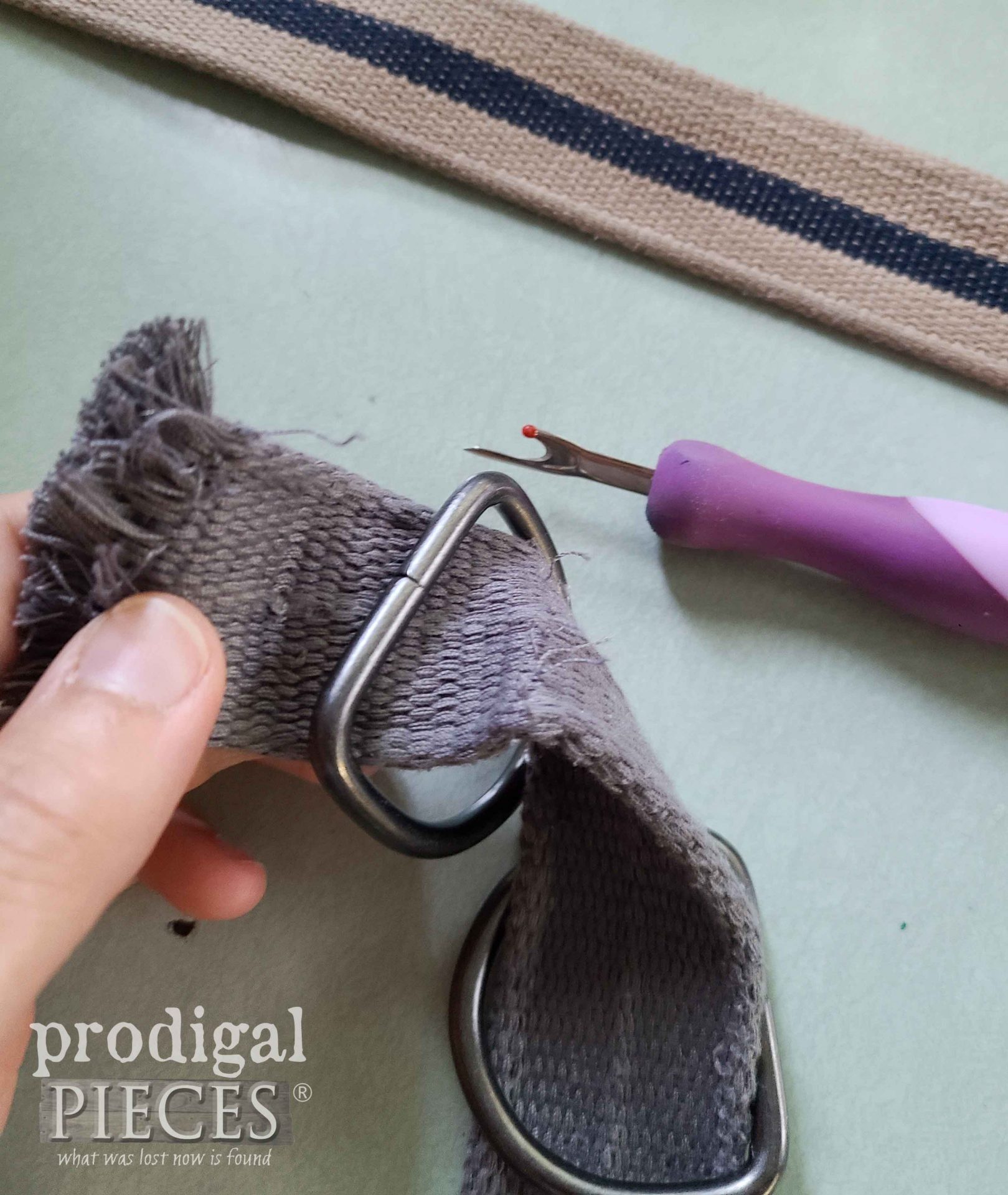Removing D-Rings from Fabric Belt | prodigalpieces.com #prodigalpieces