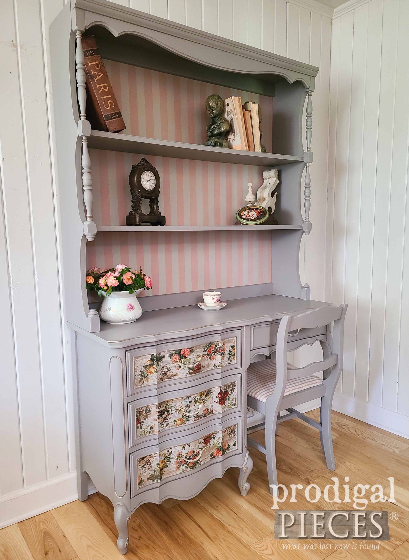 Side View of Vintage French Provincial Desk Makeover by Larissa of Prodigal Pieces | prodigalpieces.com #prodigalpieces #vintage #desk #homedecor