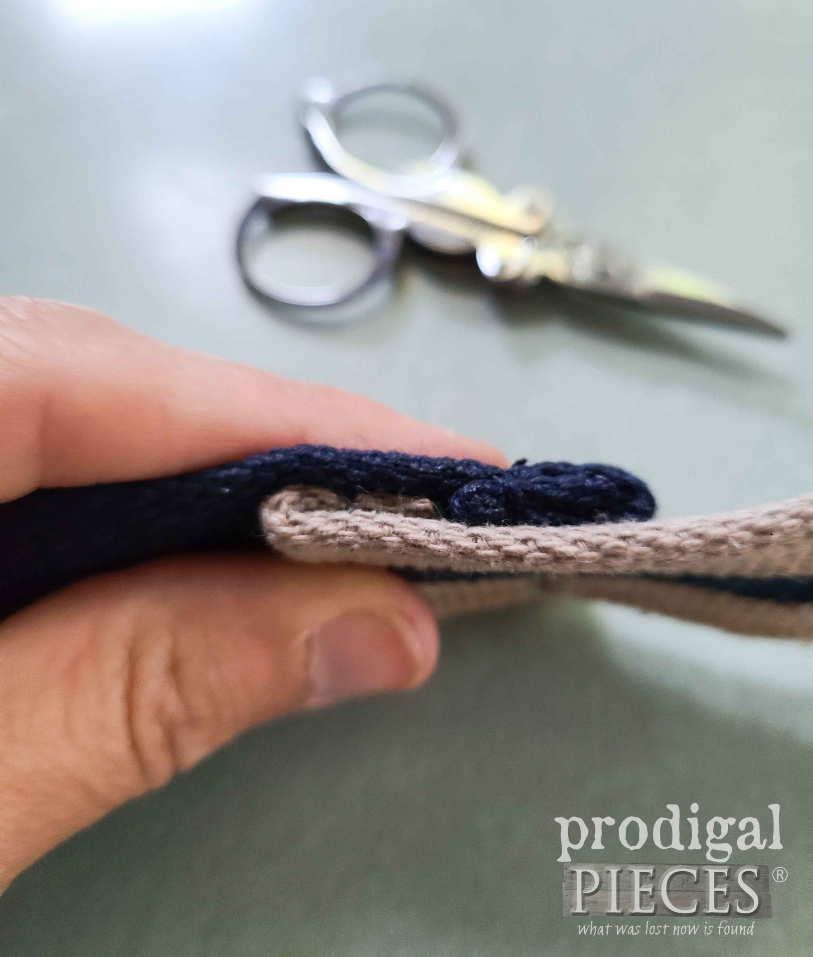 Splicing Belts Together for DIY Blanket Carrier | prodigalpieces.com #prodigalpieces