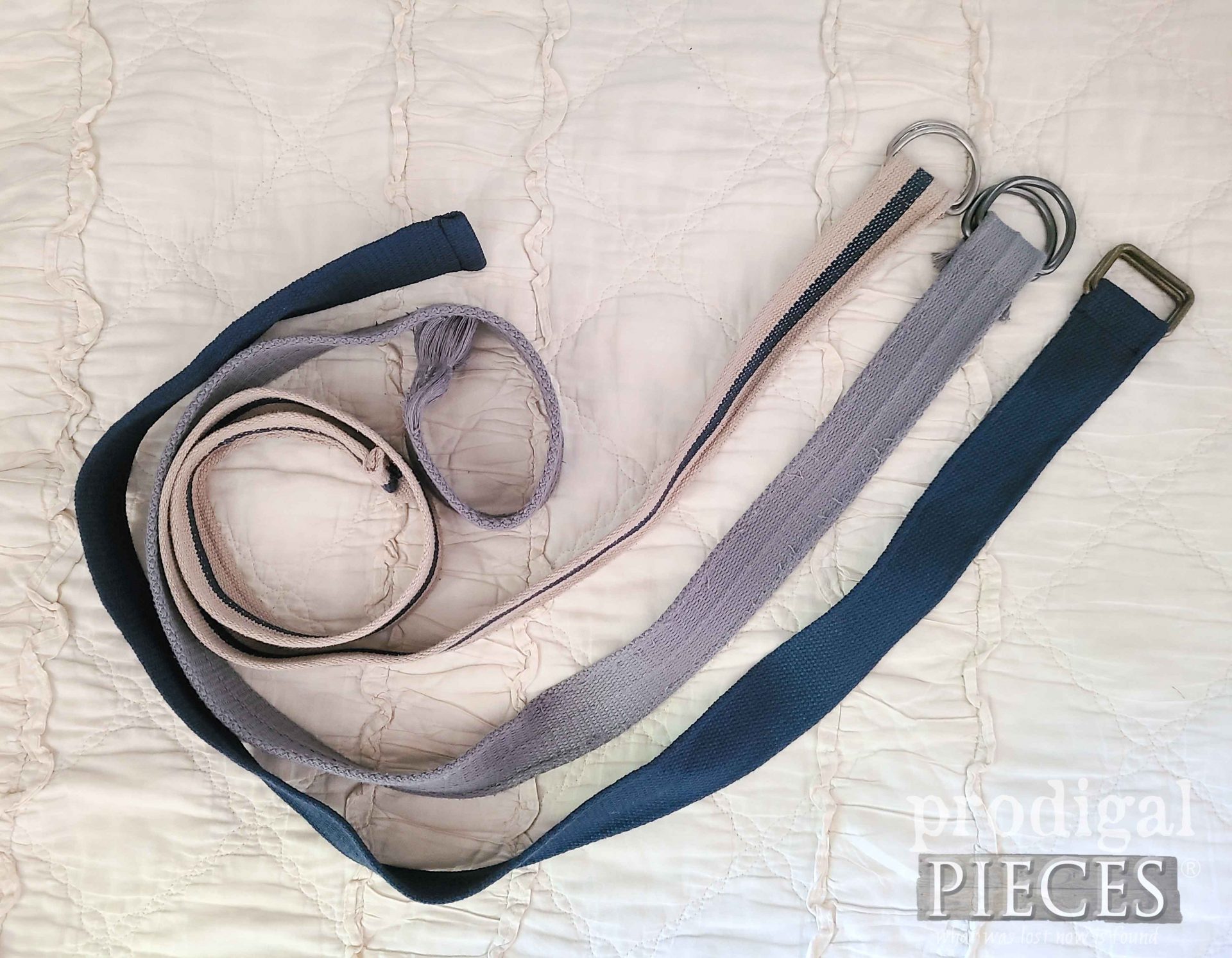 Thrifted Belts Before Refashion into DIY Blanket Carrier | Prodigal Pieces | prodigalpieces.com #prodigalpieces