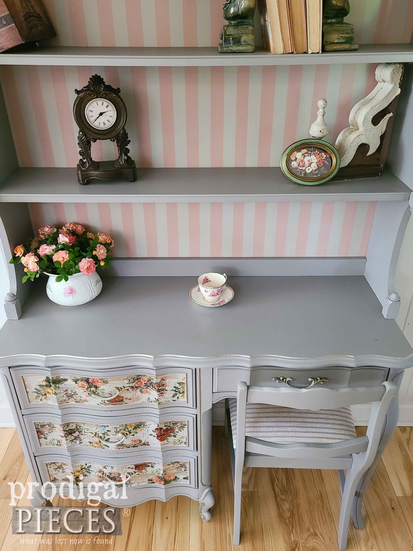 Top View of Vintage French Provincial Desk Makeover by Larissa of Prodigal Pieces | prodigalpieces.com #prodigalpieces