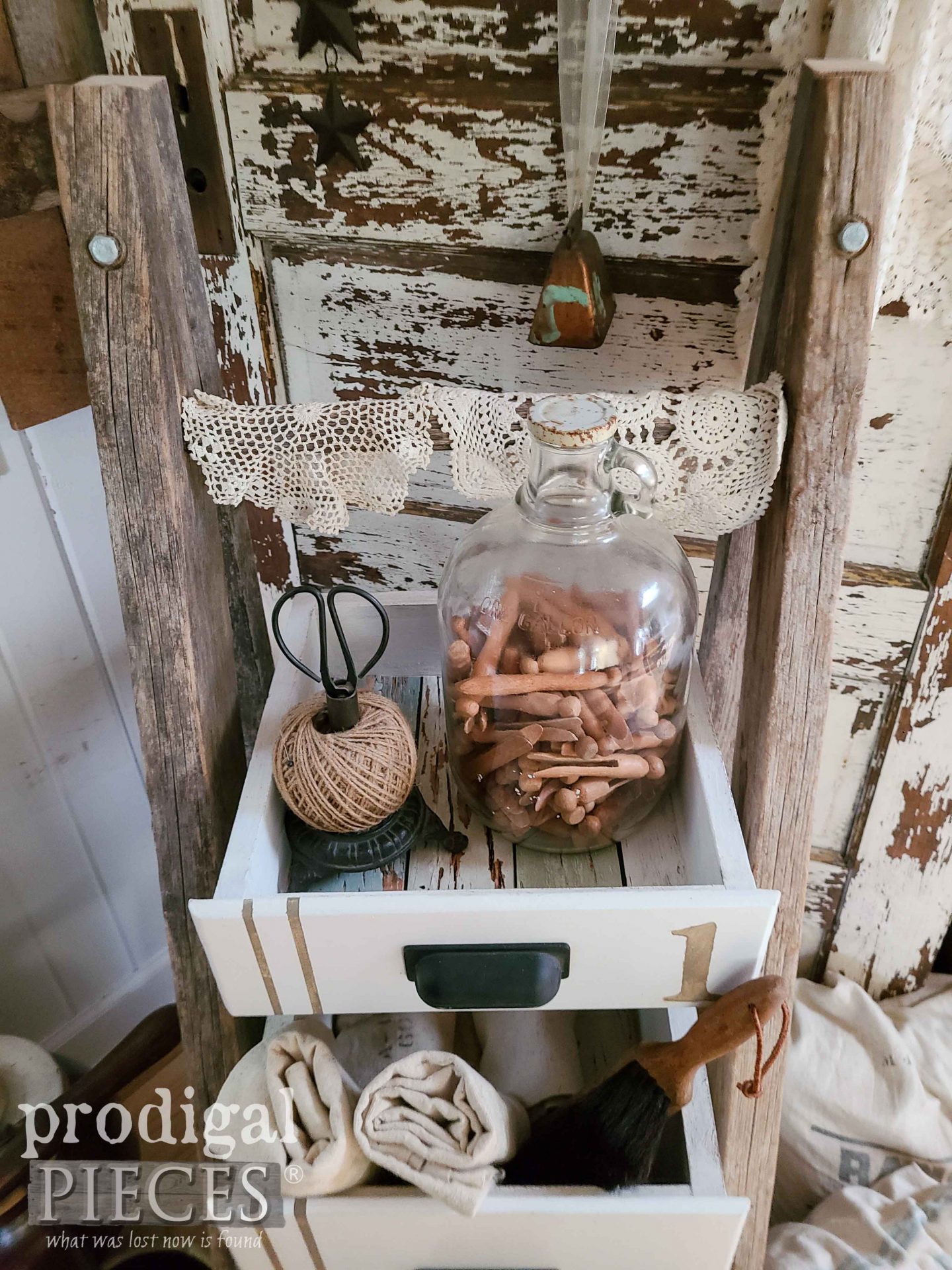 Top View Tiered Stand Upcycled Drawer Assembled by Prodigal Pieces | prodigalpieces.com #prodigalpieces #farmhouse #diy