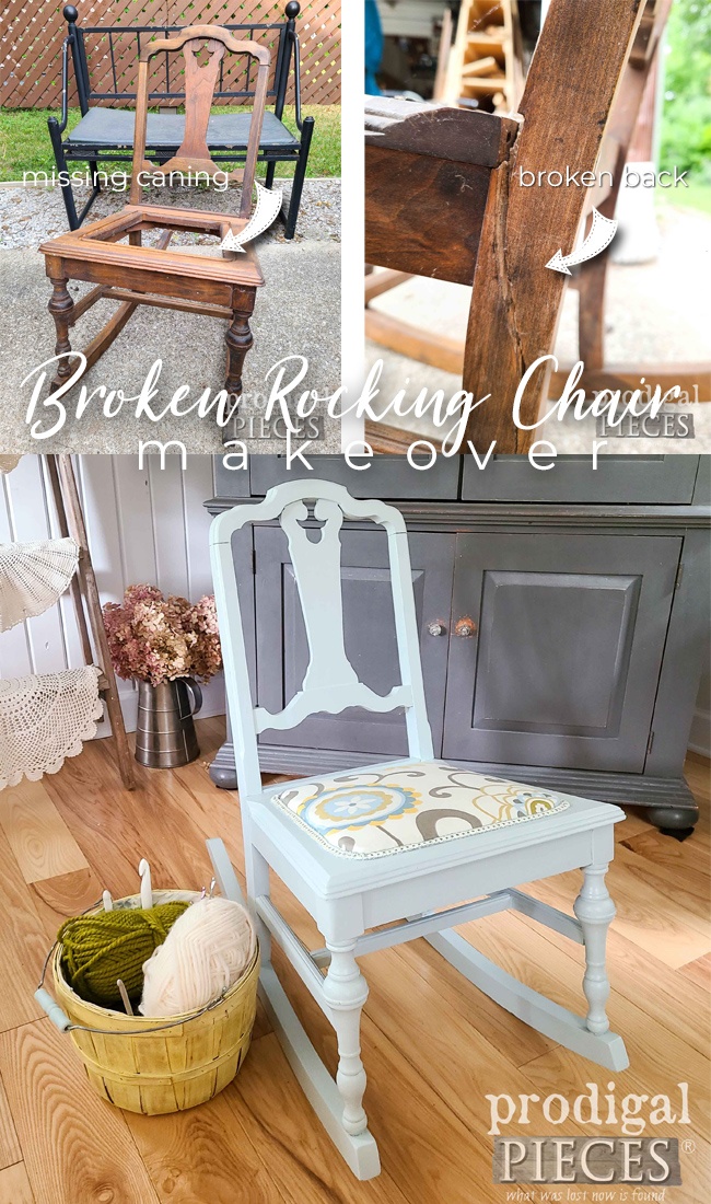 Broken Rocking Chair Makeover with Repair and New Upholstery by Larissa of Prodigal Pieces | prodigalpieces.com #prodigalpieces #diy #furniture #sewing #antique