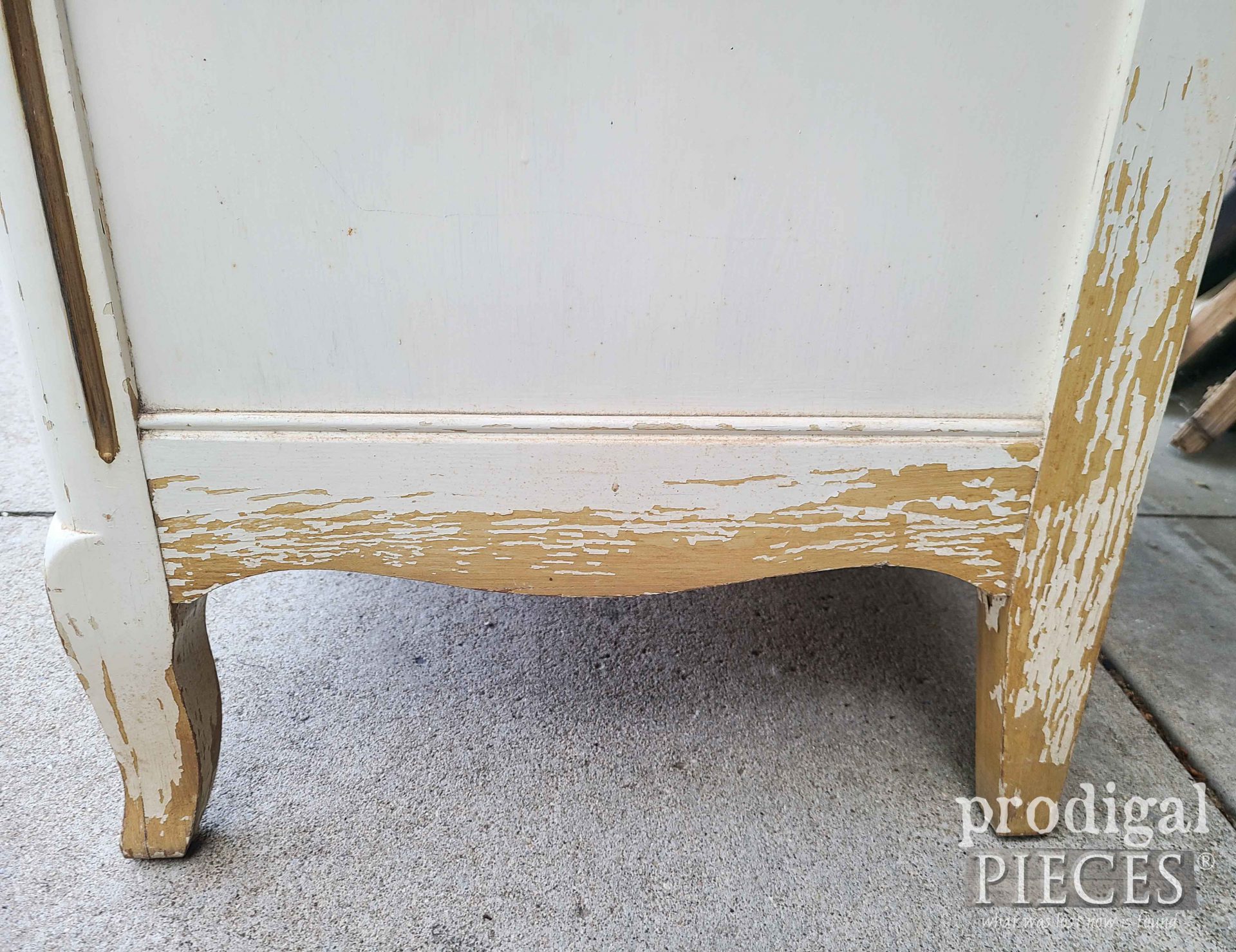 Chipping Paint on Vintage Chest of Drawers | prodigalpieces.com #prodigalpieces