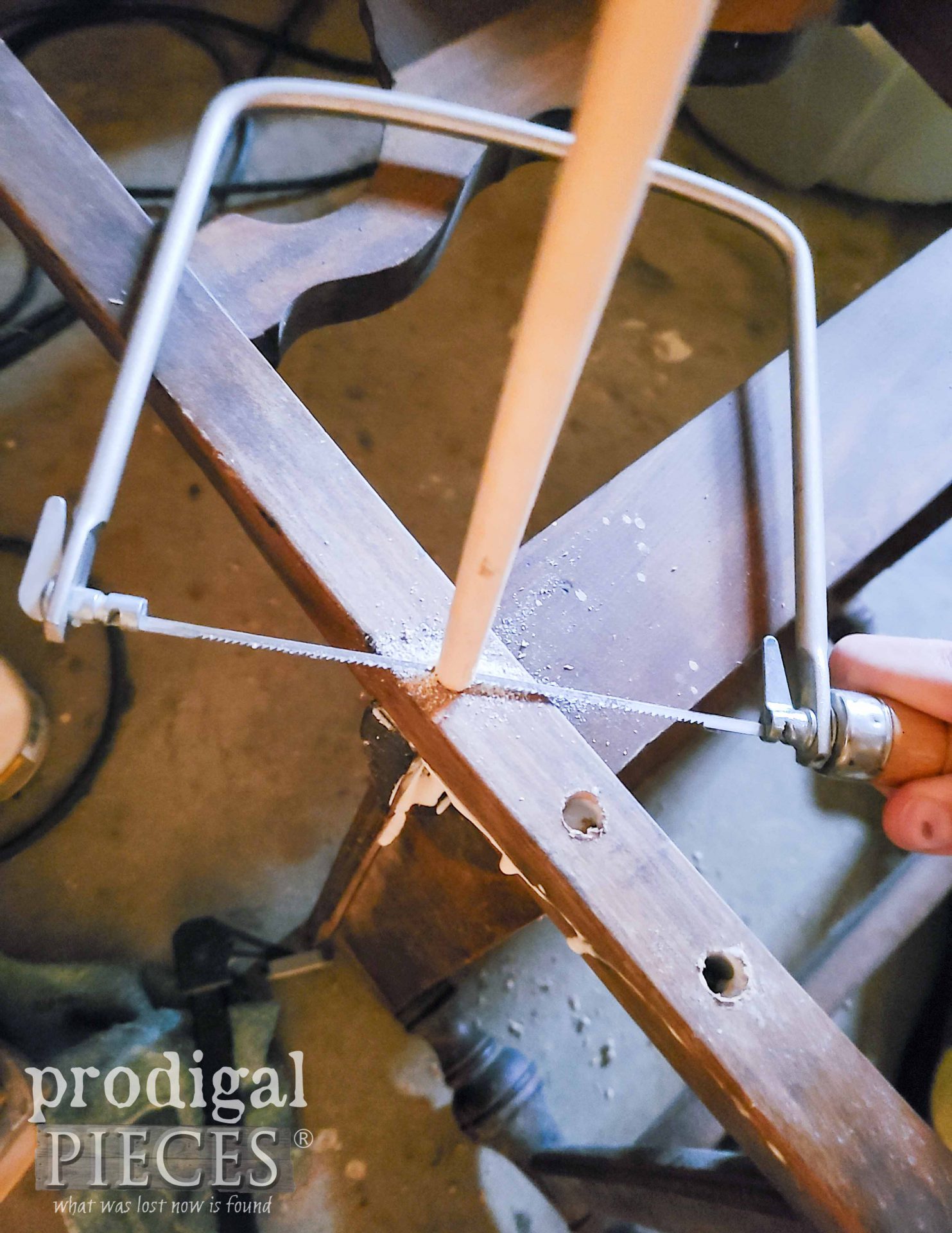 Cutting Dowel for Broken Rocking Chair Repair | prodigalpieces.com #prodigalpieces